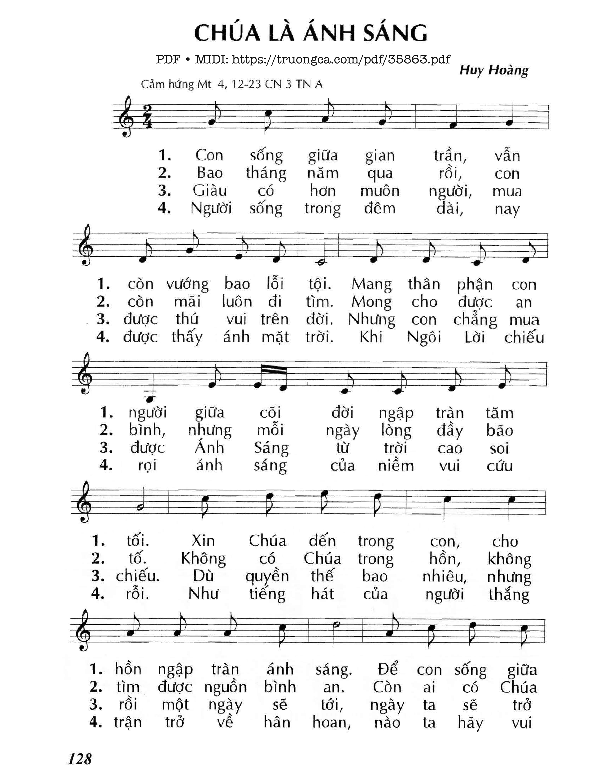 Page 1 of Sheet music PDF Chúa Là Ánh Sáng (Cn3 Tna) - Huy Hoàng