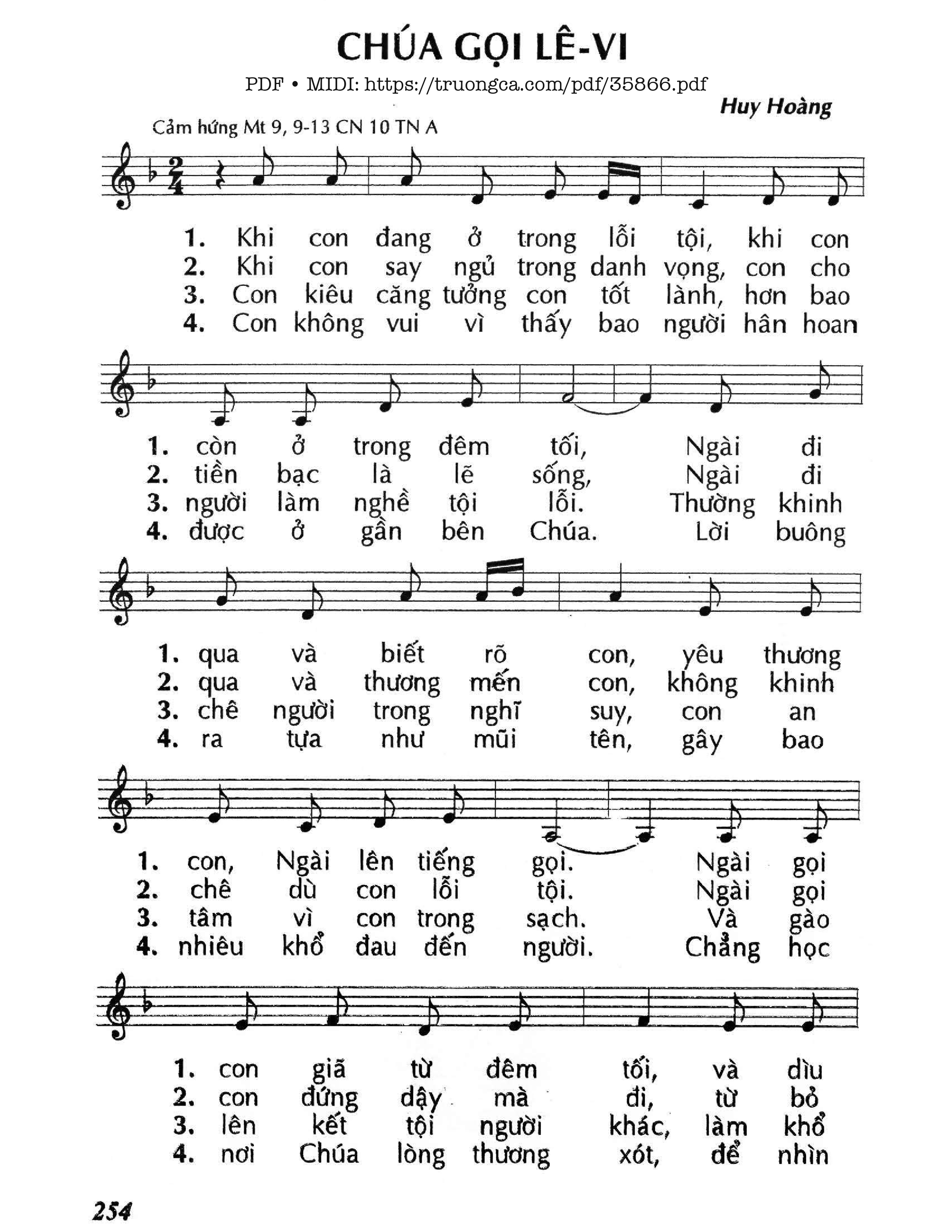 Page 1 of Sheet music PDF Chúa Gọi Lêvi (Cn10 Tna) - Huy Hoàng