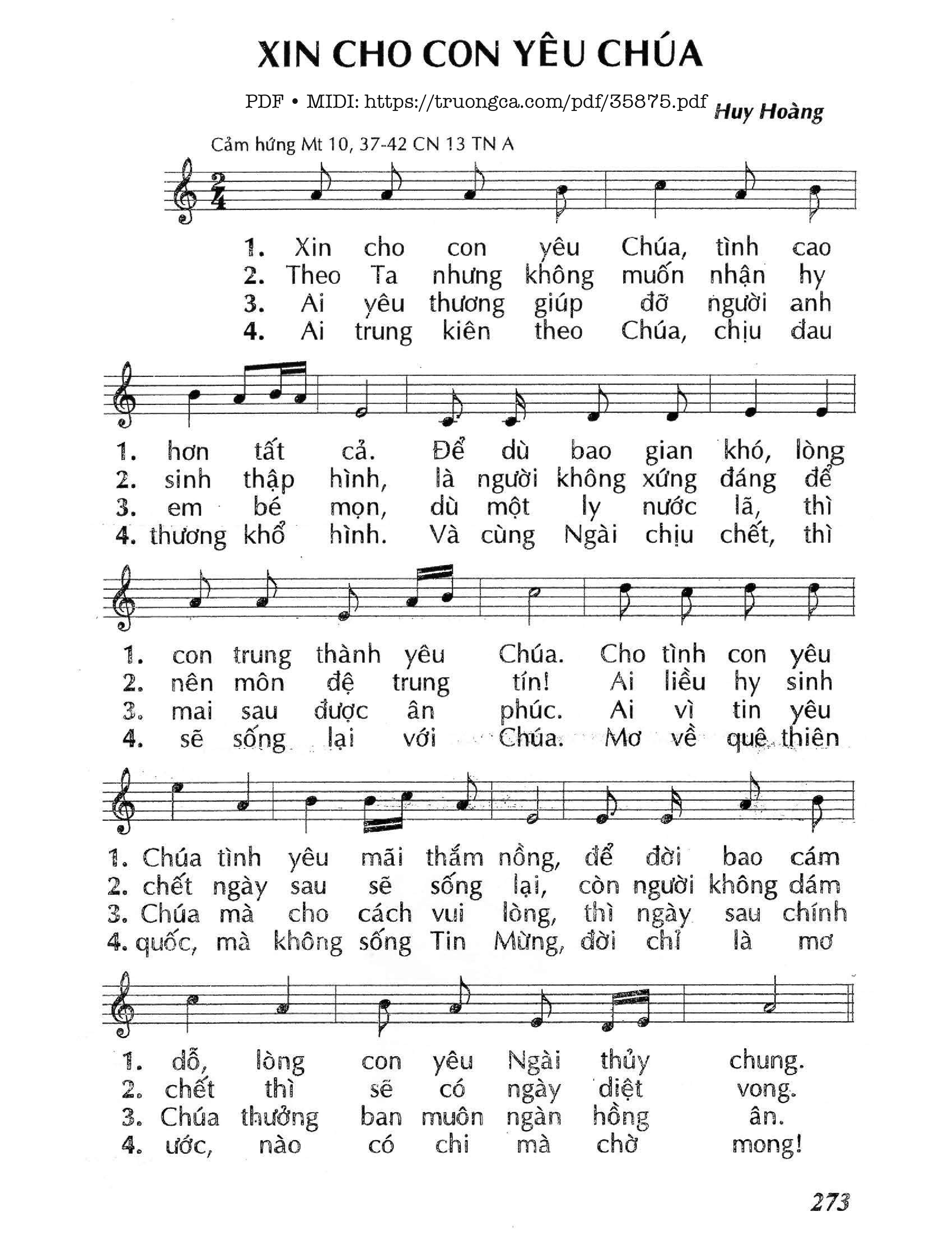 Page 1 of Sheet music PDF Xin Cho Con Yêu Chúa (Cn13 Tna) - Huy Hoàng