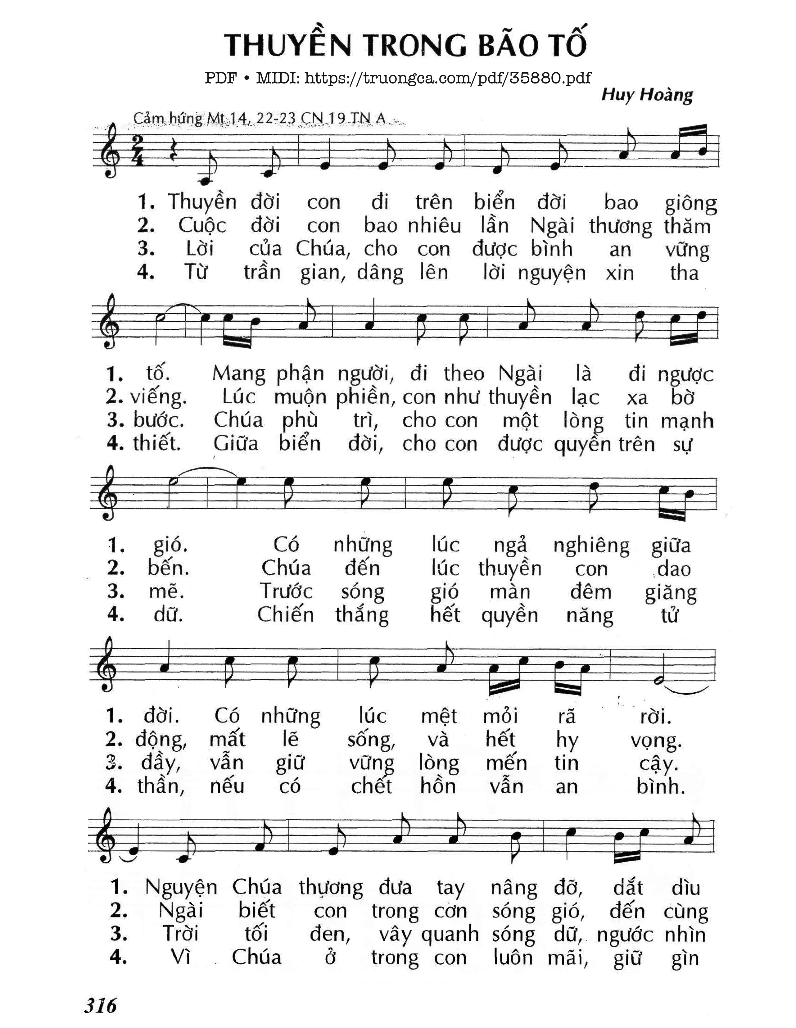 Page 1 of Sheet music PDF Thuyền Trong Bão Tố (Cn19 Tna) - Huy Hoàng
