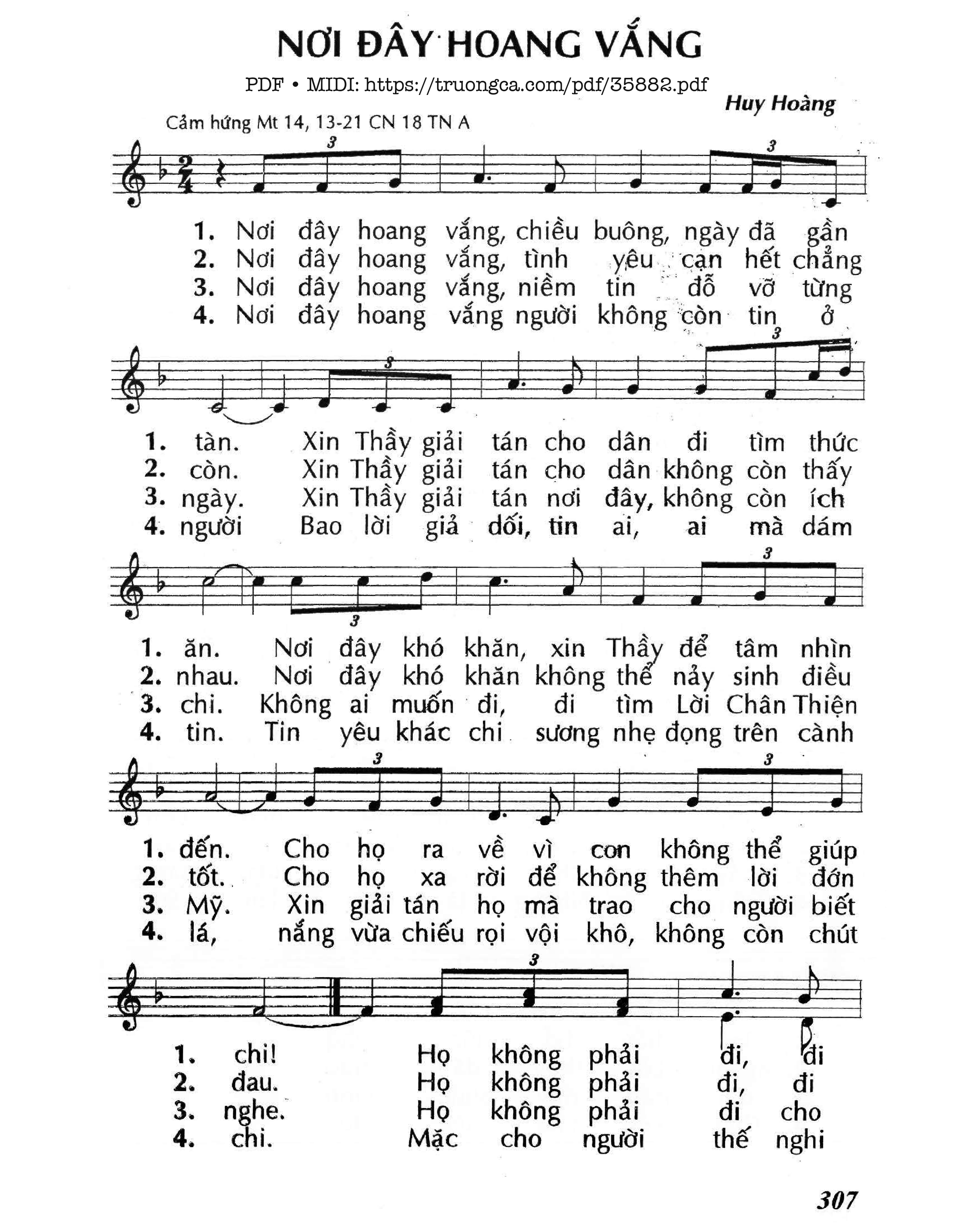 Page 1 of Sheet music PDF Nơi Đây Hoang Vắng (Cn18 Tna) - Huy Hoàng