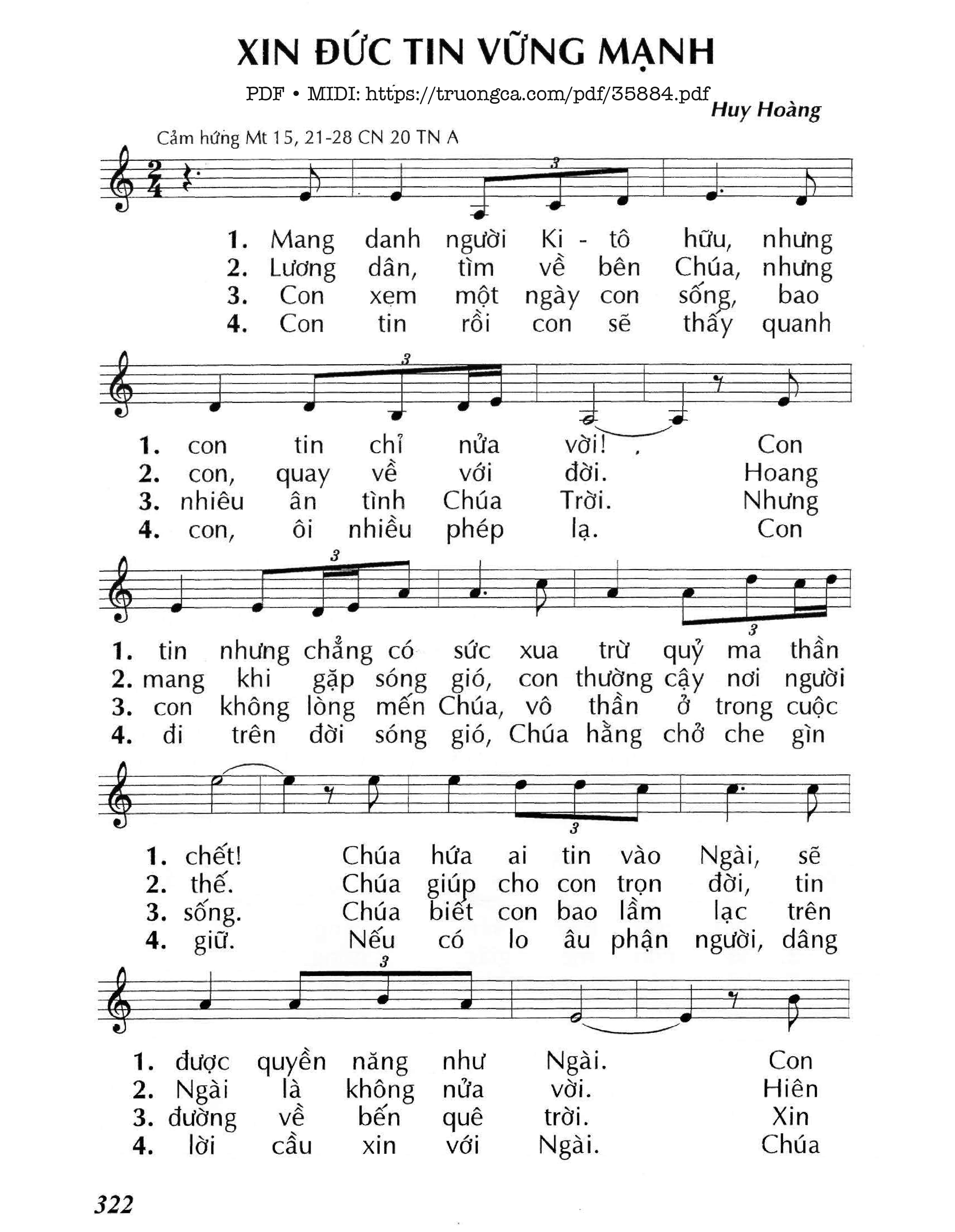 Page 1 of Sheet music PDF Xin Đức Tin Vững Mạnh (Cn20 Tna) - Huy Hoàng