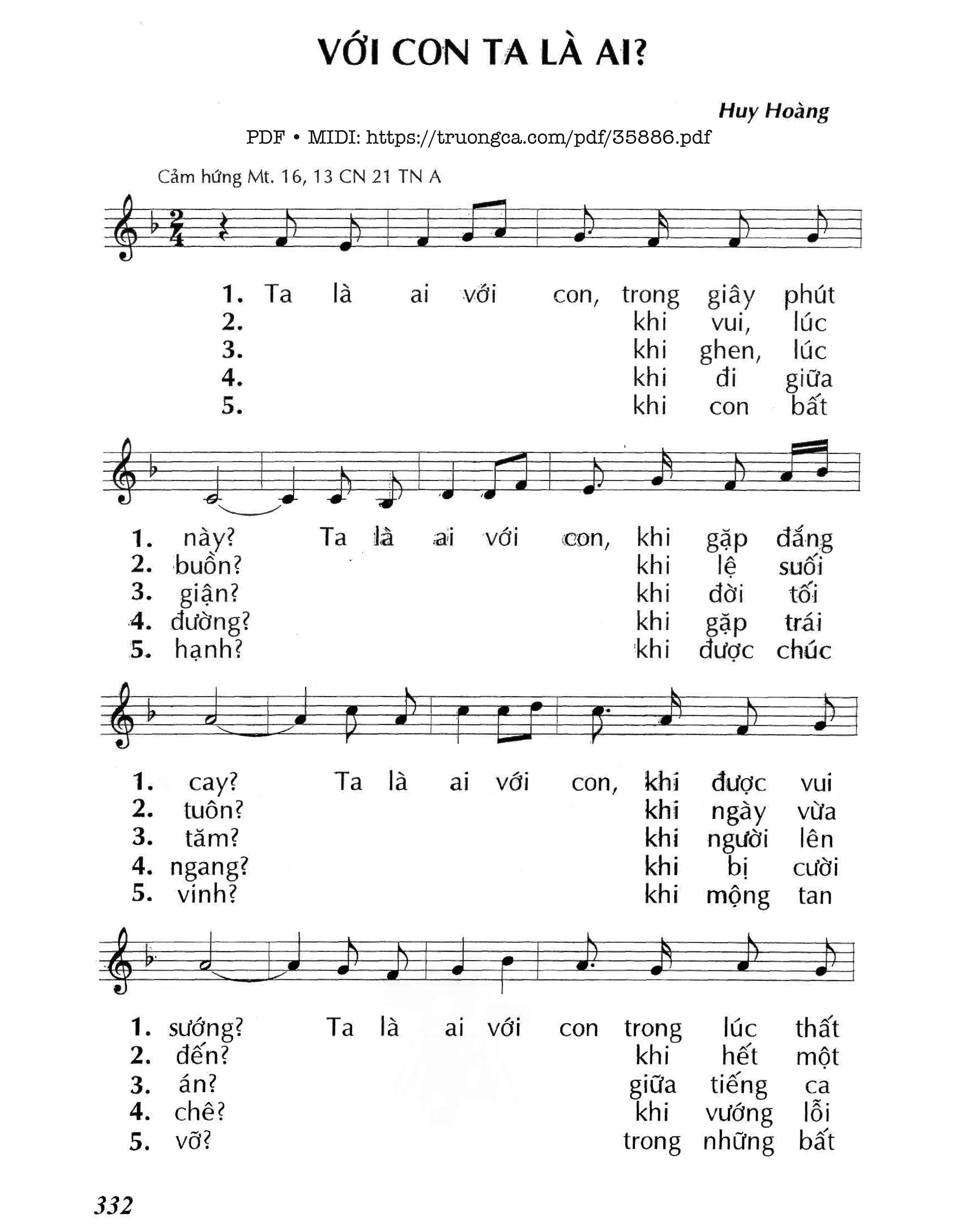 Page 1 of Sheet music PDF Với Con Ta Là Ai? (Cn21 Tna) - Huy Hoàng