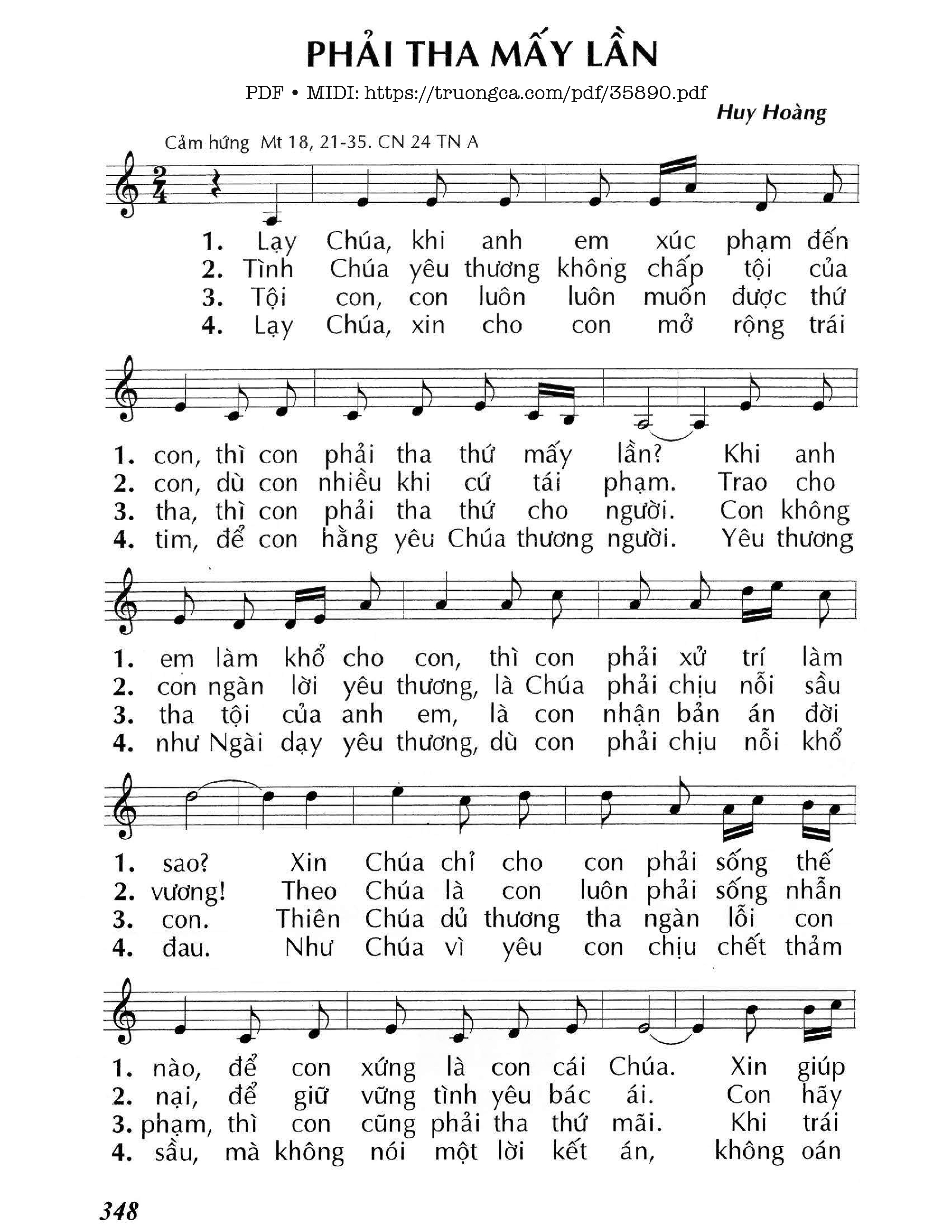 Page 1 of Sheet music PDF Phải Tha Mấy Lần (Cn24 Tna) - Huy Hoàng