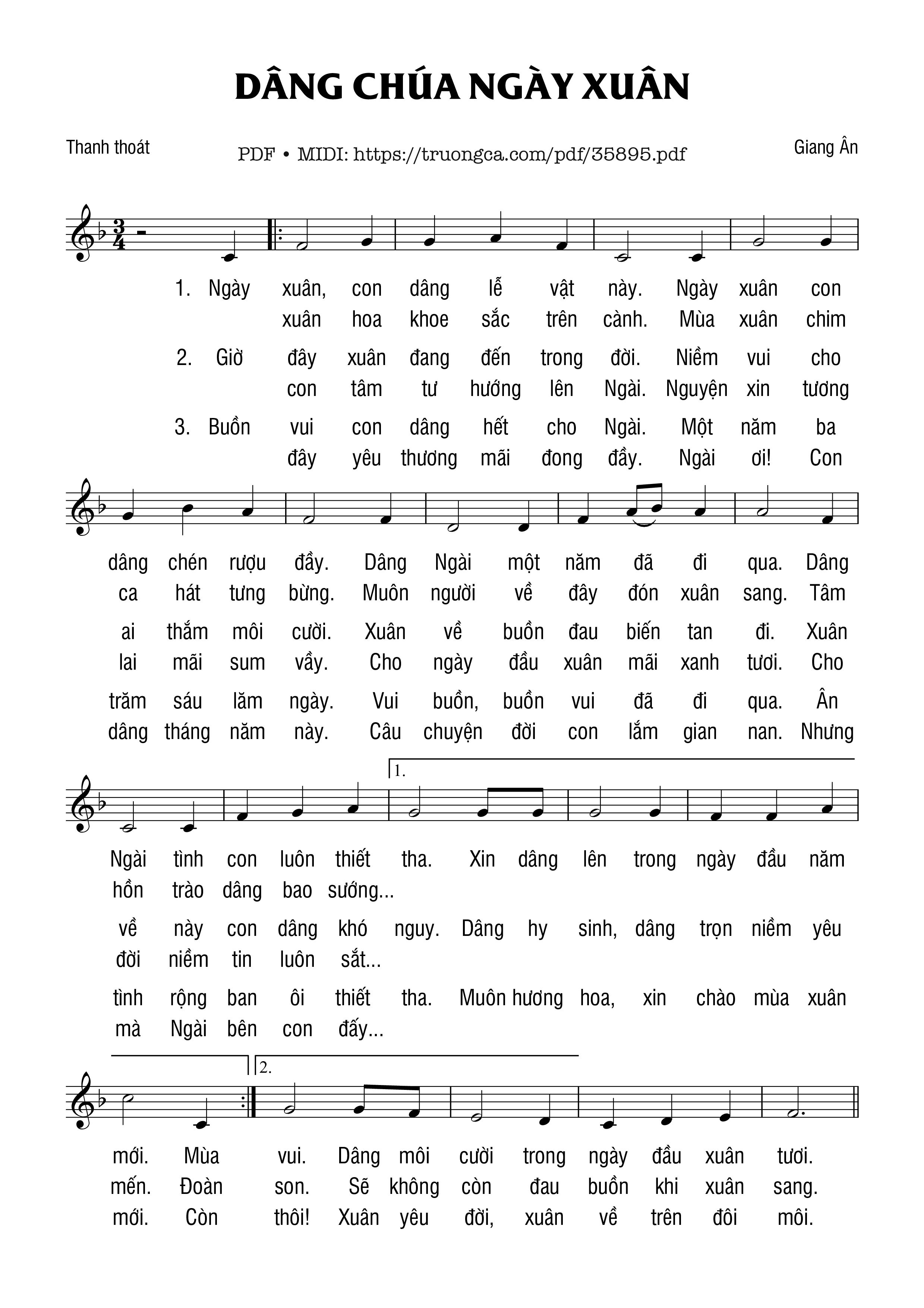 Page 1 of Sheet music PDF Dâng Chúa Ngày Xuân - Giang Ân
