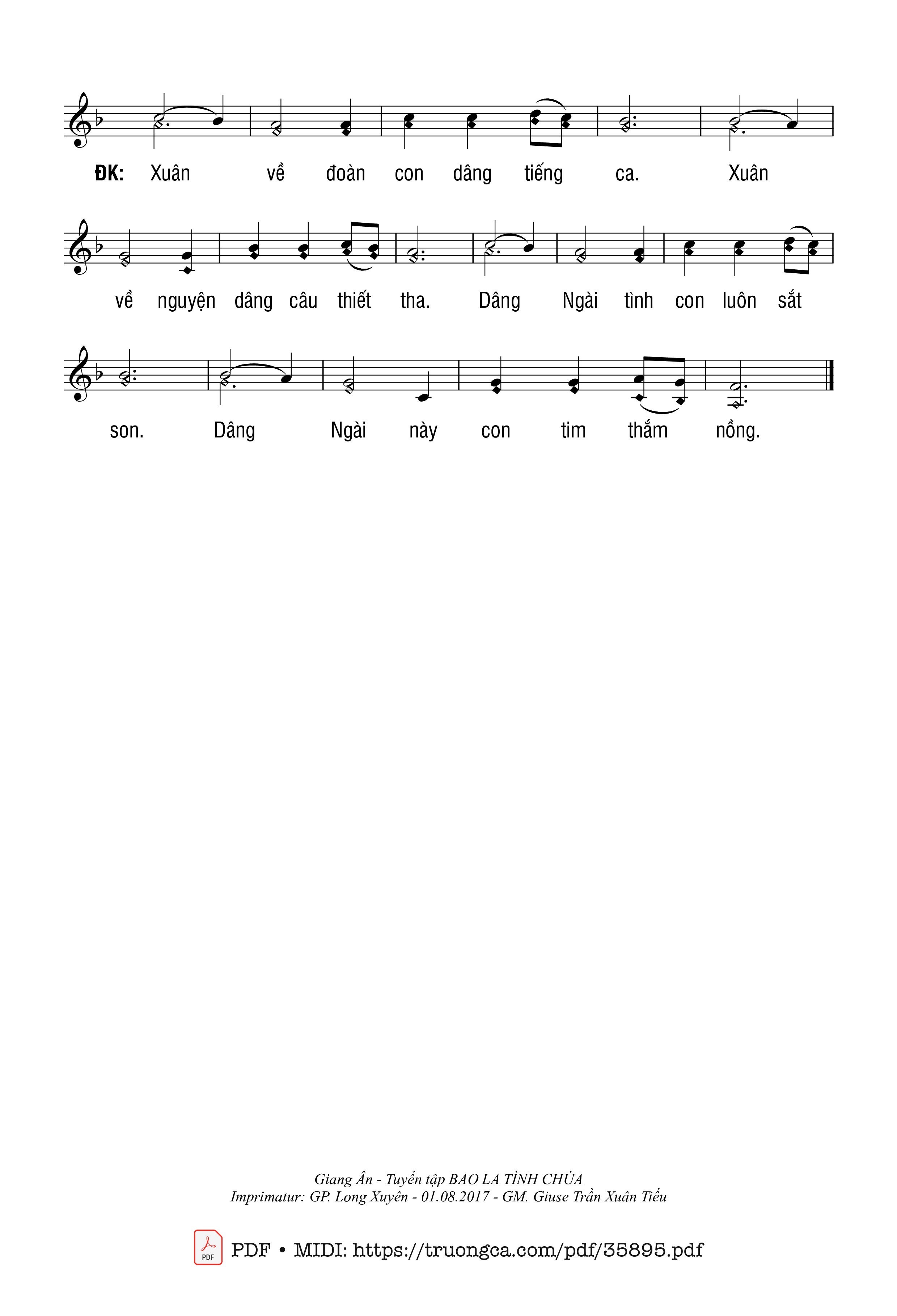 Page 2 of Sheet music PDF Dâng Chúa Ngày Xuân - Giang Ân