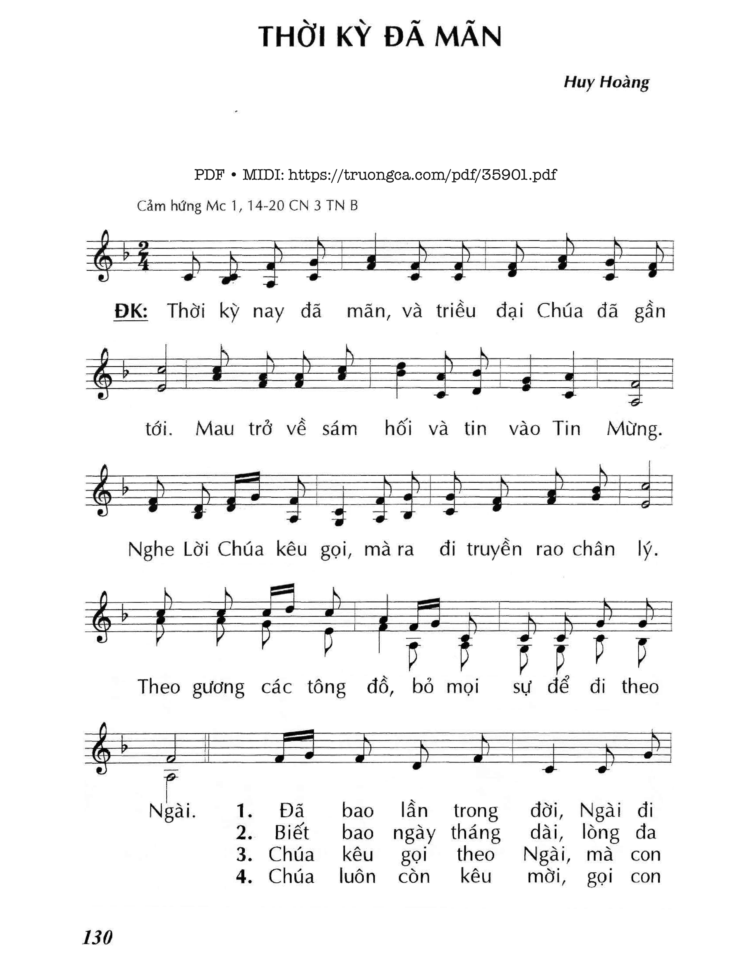 Page 1 of Sheet music PDF Thời Kỳ Đã Mãn (Cn3 Tnb) - Huy Hoàng