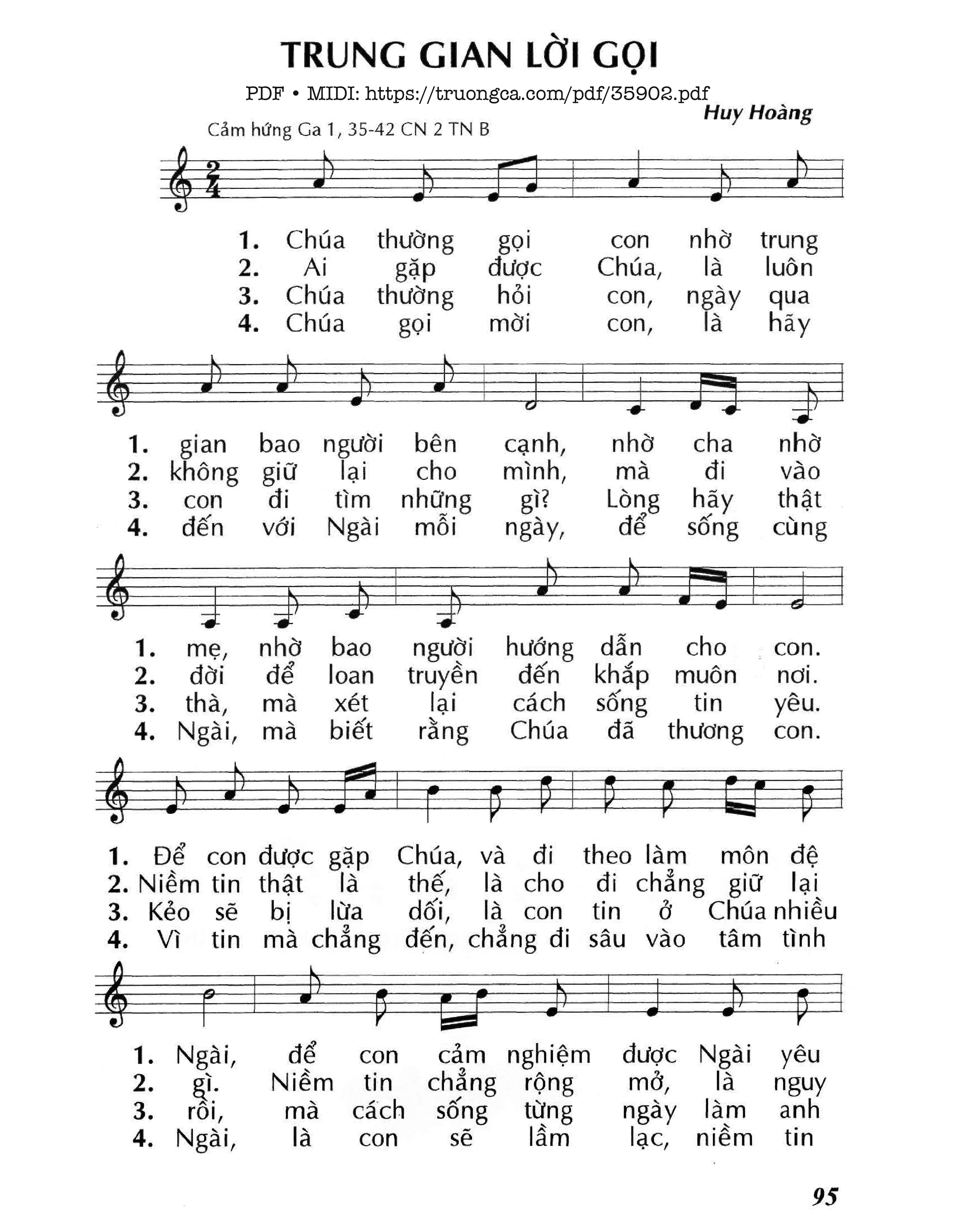 Page 1 of Sheet music PDF Trung Gian Lời Gọi (Cn2 Tnb) - Huy Hoàng