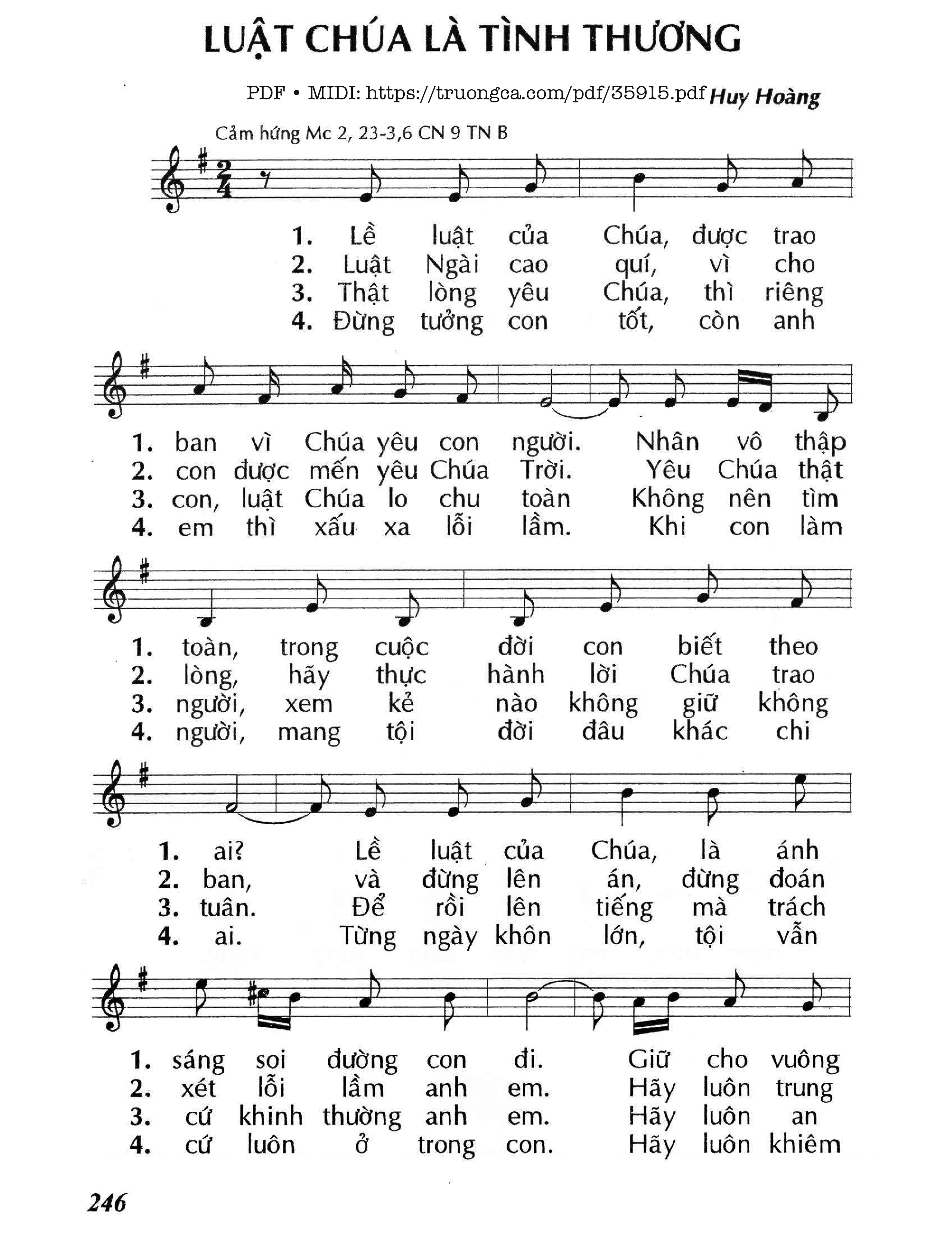Page 1 of Sheet music PDF Luật Chúa Là Tình Thương (Cn9 Tnb) - Huy Hoàng