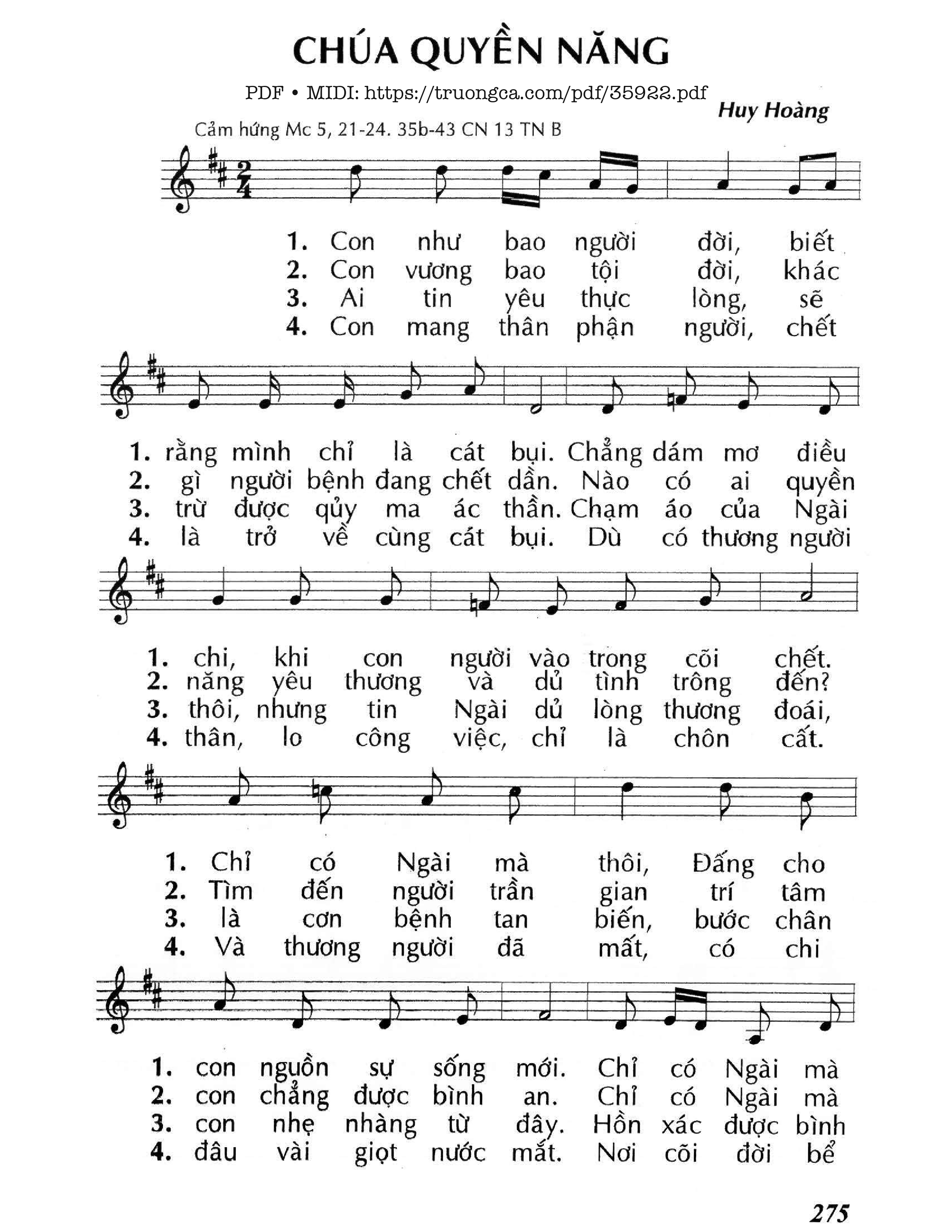 Page 1 of Sheet music PDF Chúa Quyền Năng (Cn13 Tnb) - Huy Hoàng