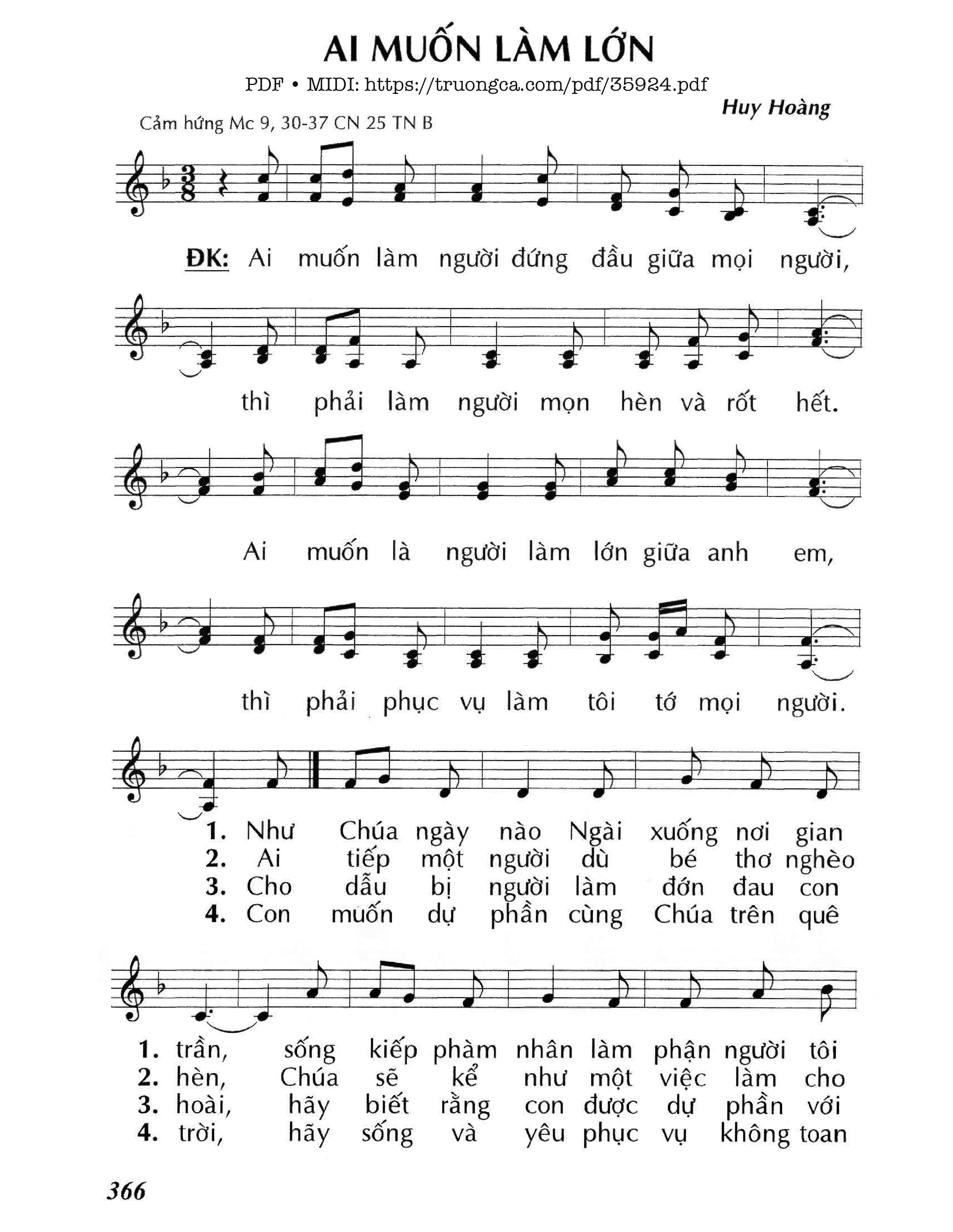 Page 1 of Sheet music PDF Ai Muốn Làm Lớn (Cn25 Tnb) - Huy Hoàng