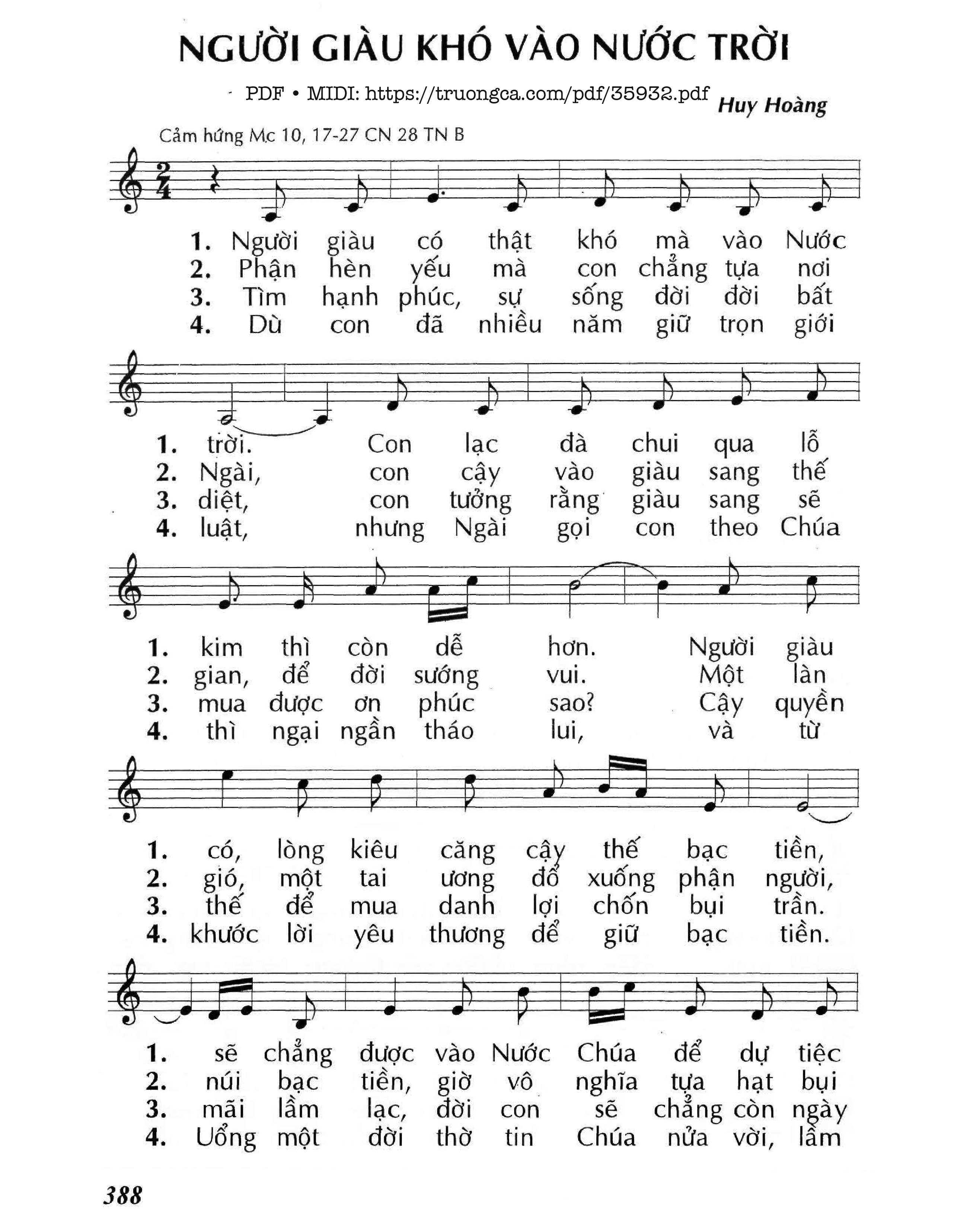 Page 1 of Sheet music PDF Người Giàu Khó Vào Nước Trời (Cn28 Tnb) - Huy Hoàng