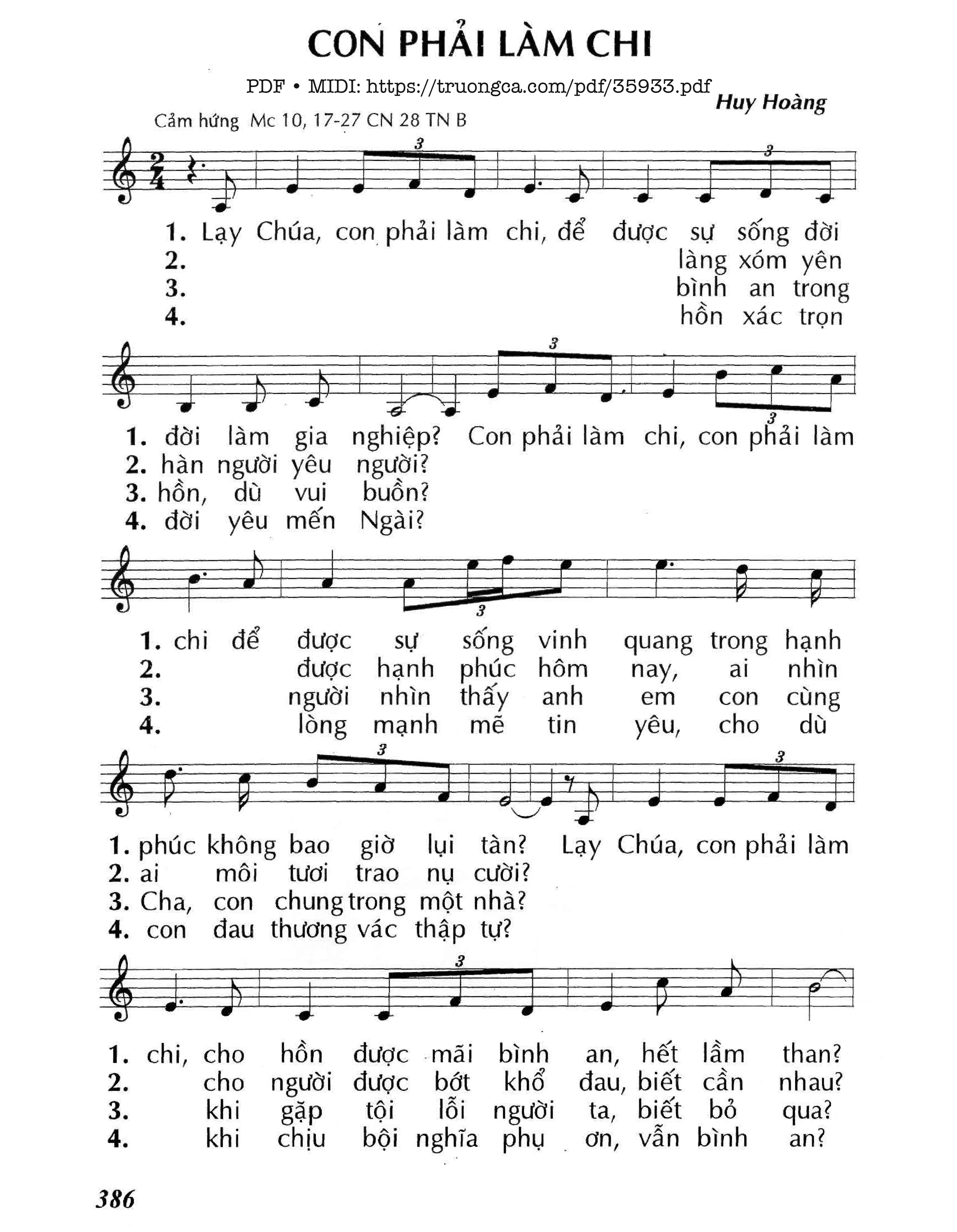 Page 1 of Sheet music PDF Con Phải Làm Chi (Cn28 Tnb) - Huy Hoàng