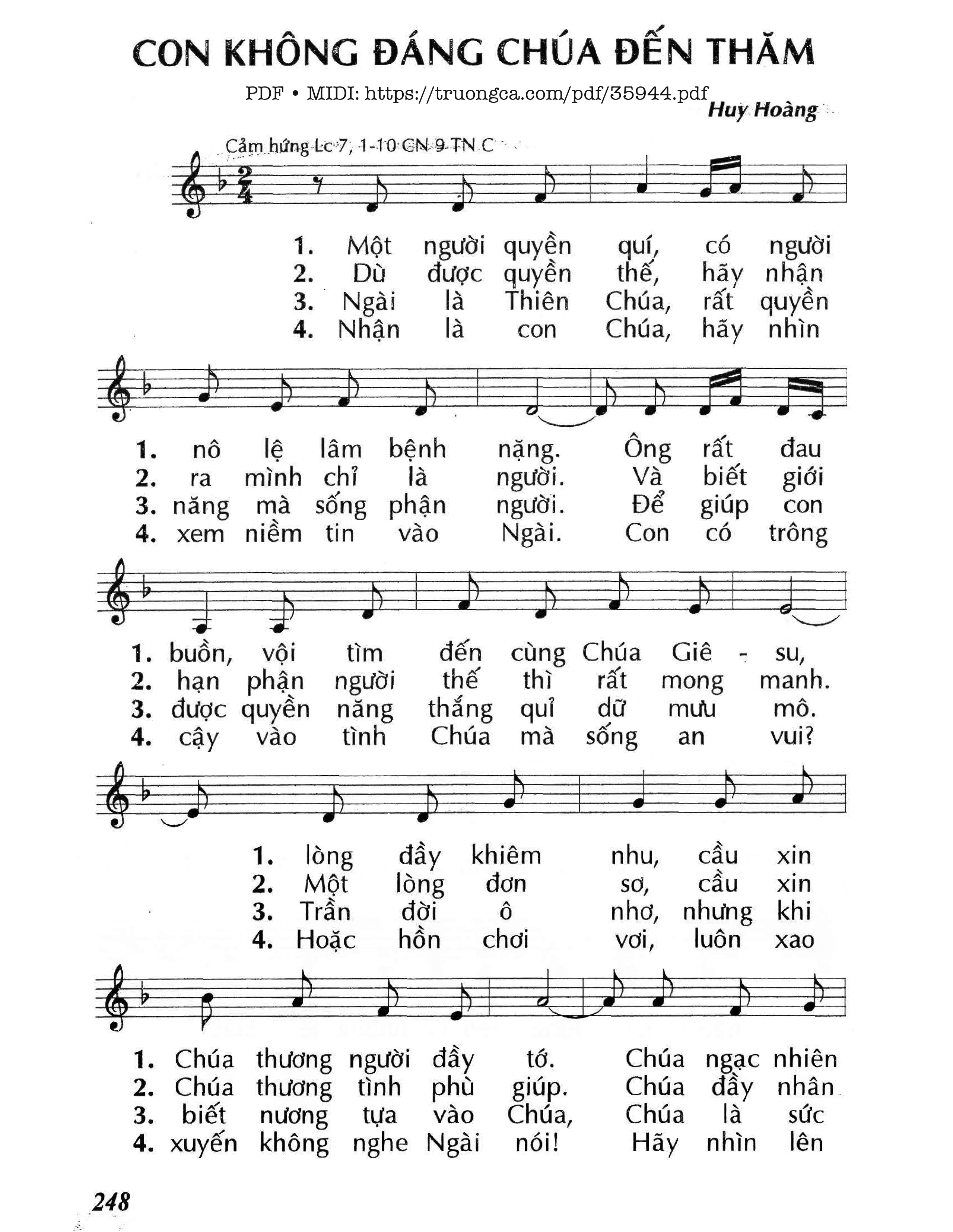 Page 1 of Sheet music PDF Con Không Đáng Chúa Đến Thăm (Cn9 Tnc) - Huy Hoàng