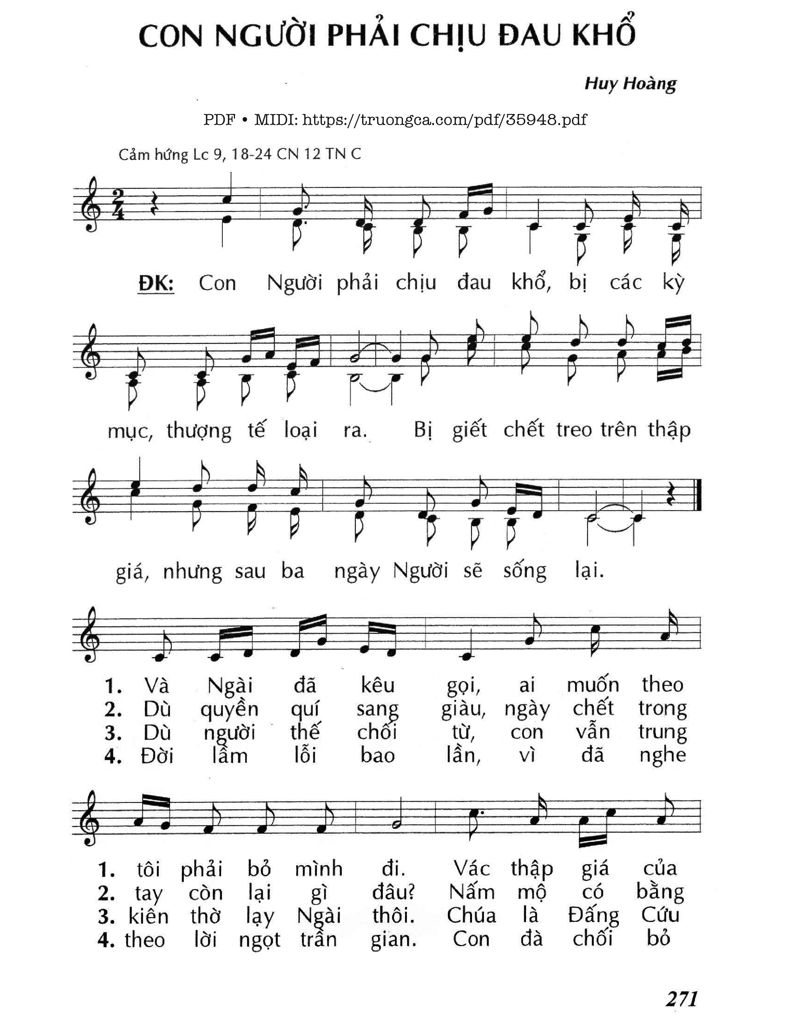 Page 1 of Sheet music PDF Con Người Phải Chịu Đau Khổ (Cn12 Tnc) - Huy Hoàng