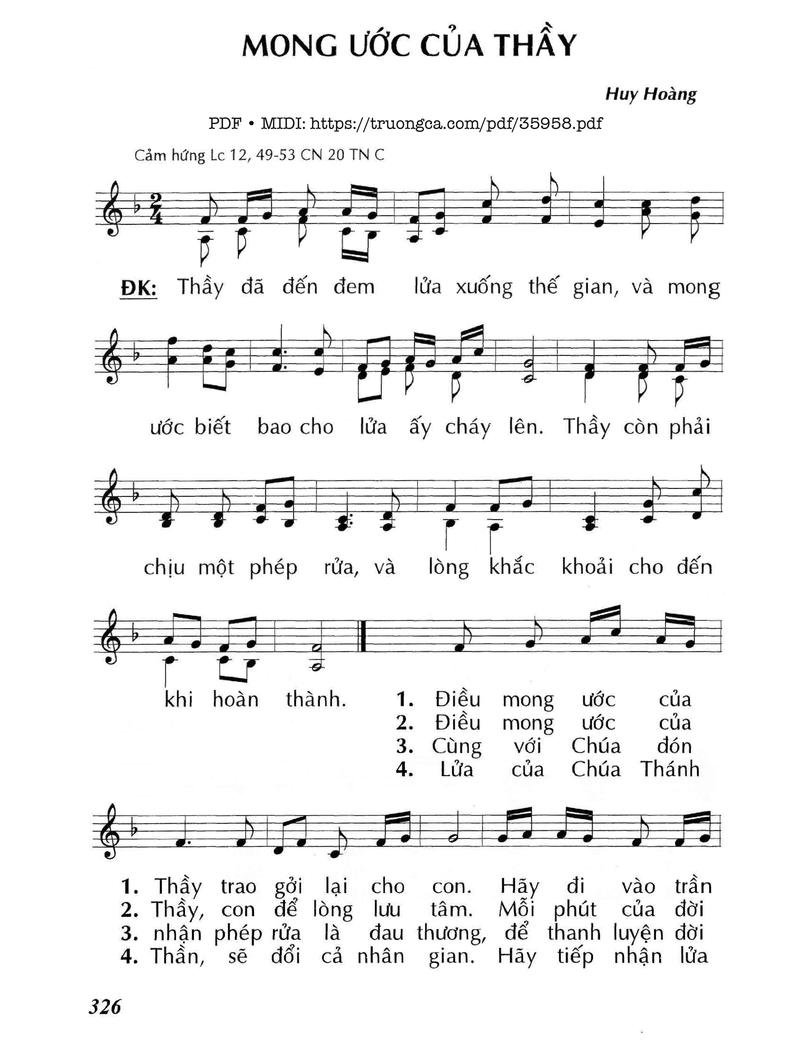 Page 1 of Sheet music PDF Mong Ước Của Thầy (Cn20 Tnc) - Huy Hoàng