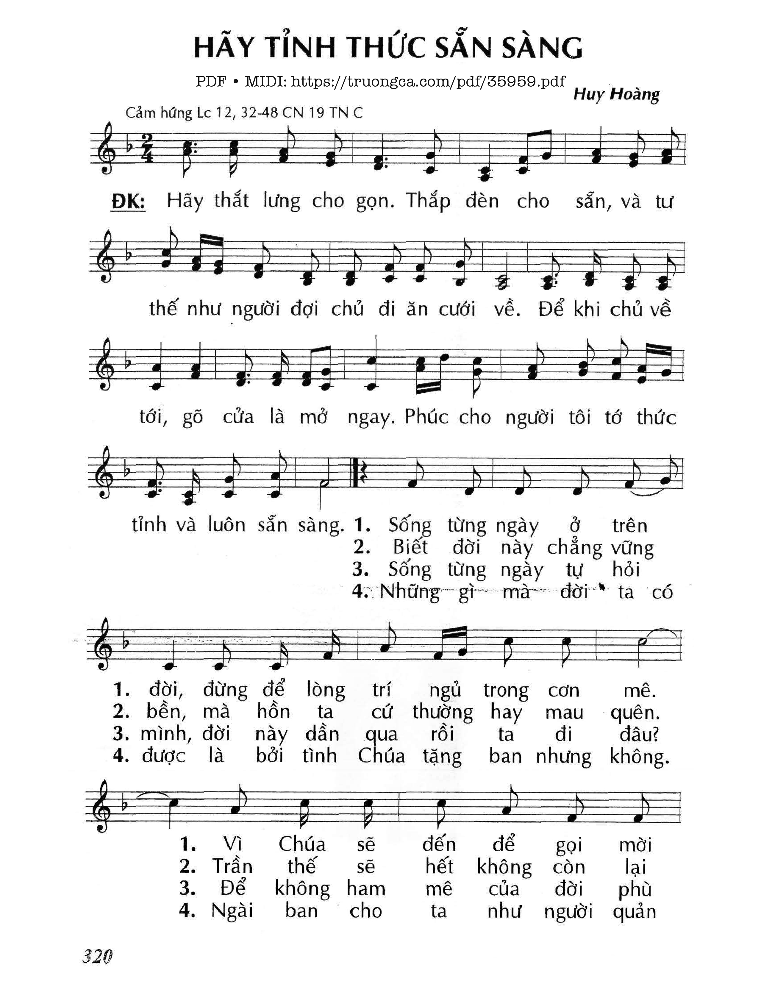 Page 1 of Sheet music PDF Hãy Tỉnh Thức Sẵn Sàng (Cn19 Tnc) - Huy Hoàng