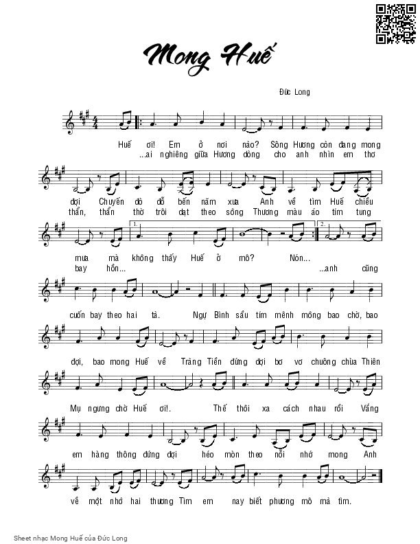Page 1 of Sheet music PDF Mong Huế - Đức Long