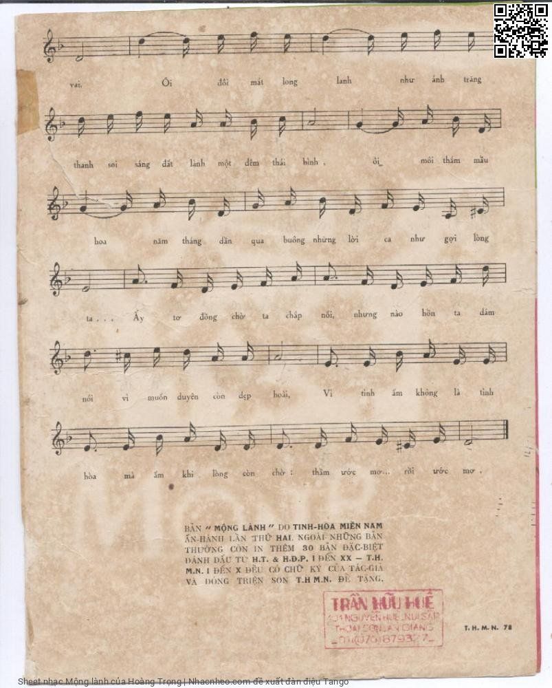 Page 3 of Sheet music PDF Mộng lành - Hoàng Trọng