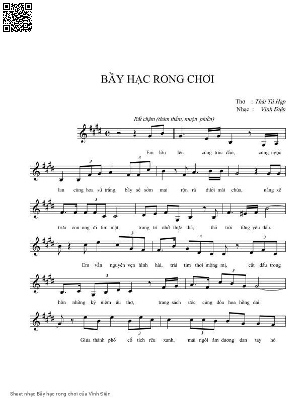 Sheet PDF of Bầy hạc rong chơi