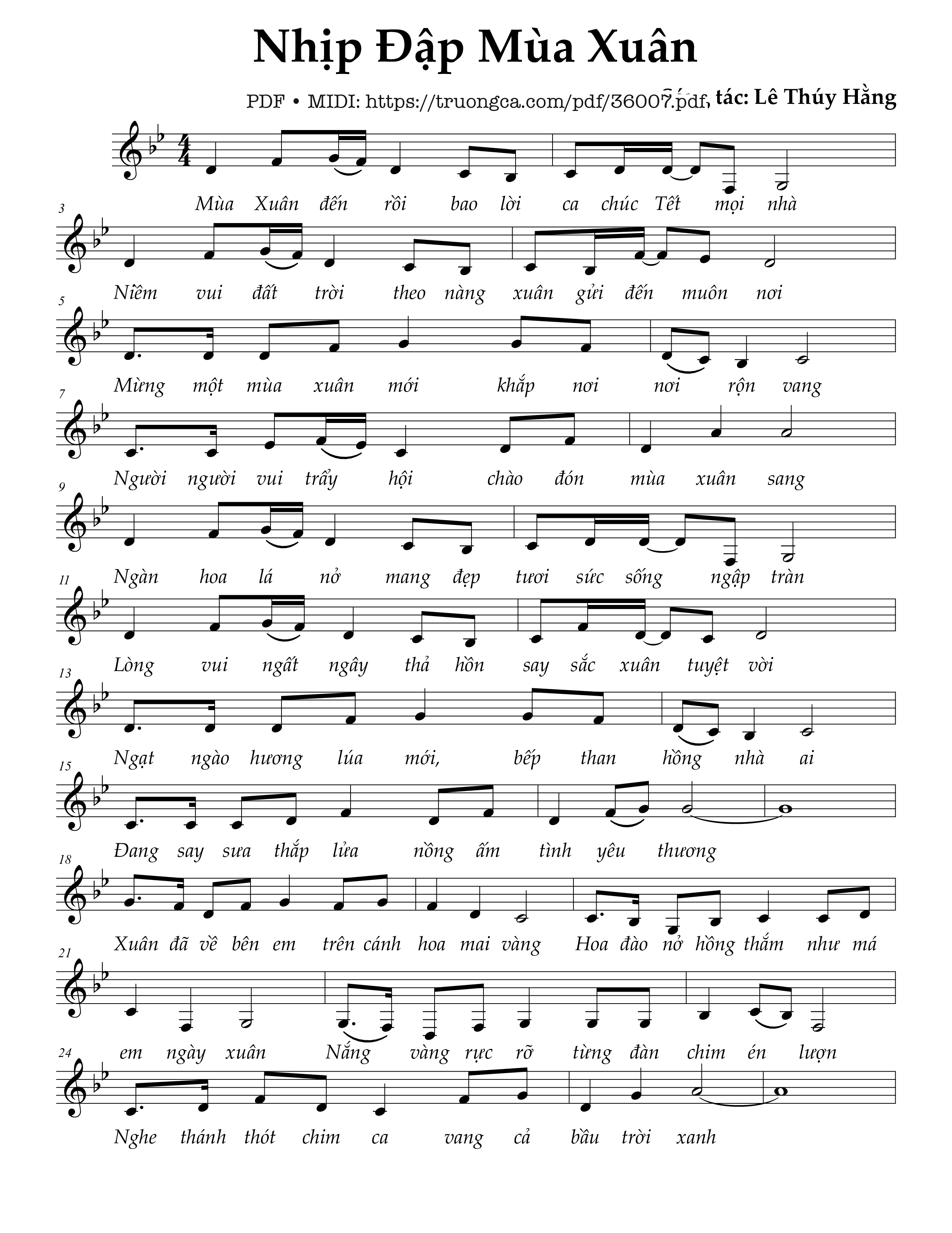Page 1 of Sheet music PDF Nhịp đập mùa Xuân - Lê Thúy Hằng