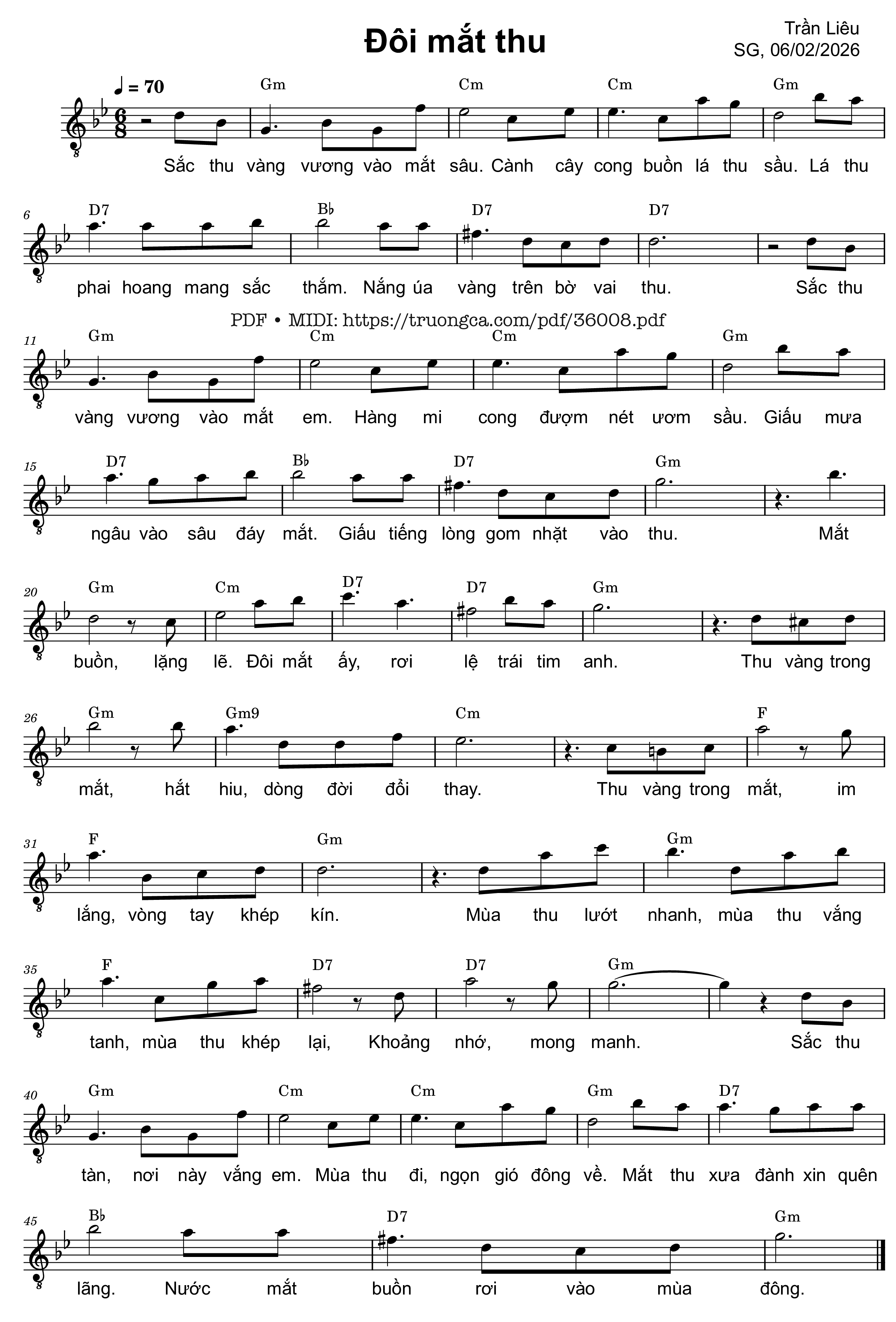 Page 1 of Sheet music PDF Đôi mắt thu - Trần Liêu