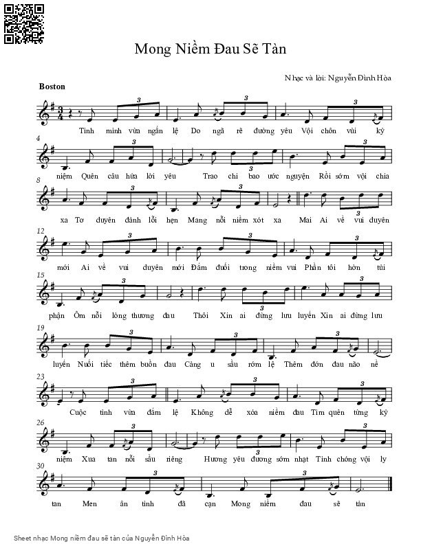 Sheet PDF of Mong niềm đau sẽ tàn