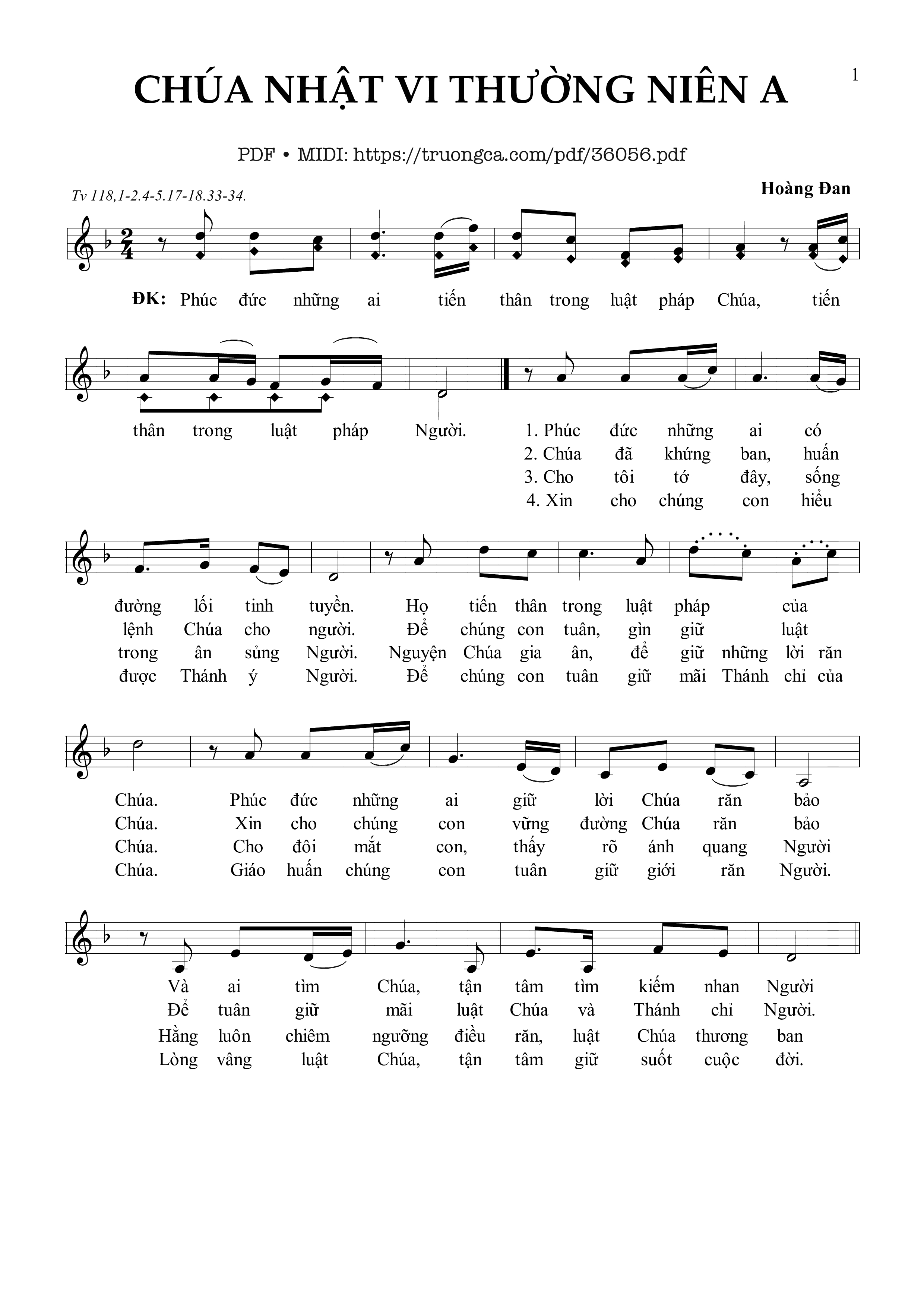 Page 1 of Sheet music PDF Chúa Nhật 6 Thường Niên A (Tv 118) - Hoàng Đan - Hoàng Đan