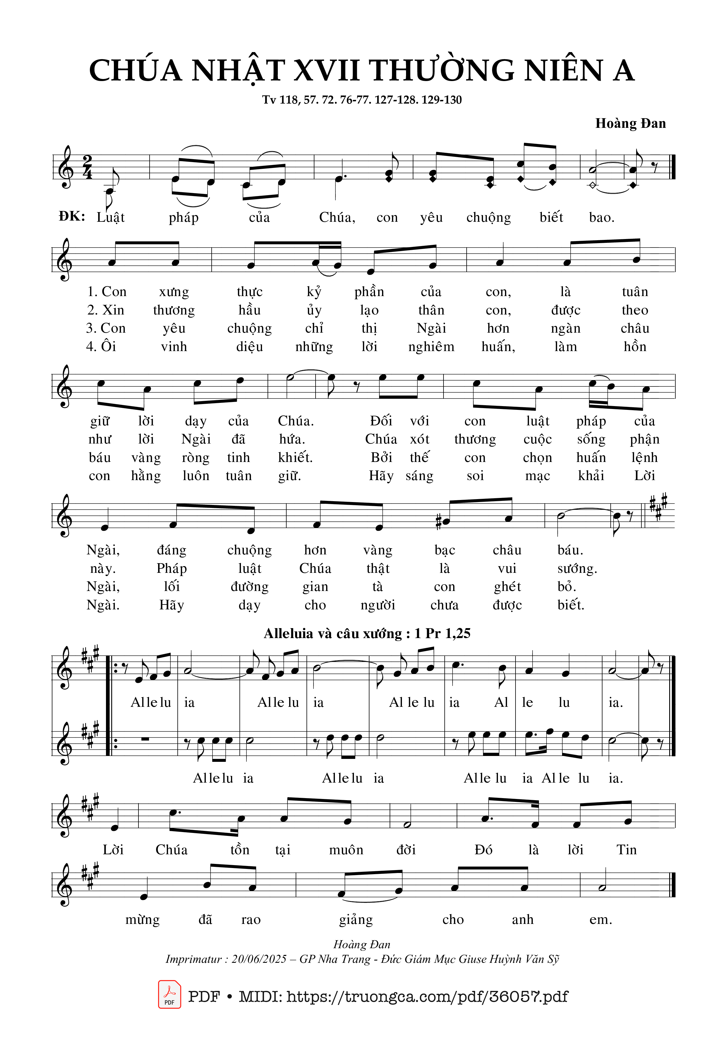 Page 1 of Sheet music PDF Chúa Nhật 17 Thường Niên A (Tv 118) - Hoàng Đan
