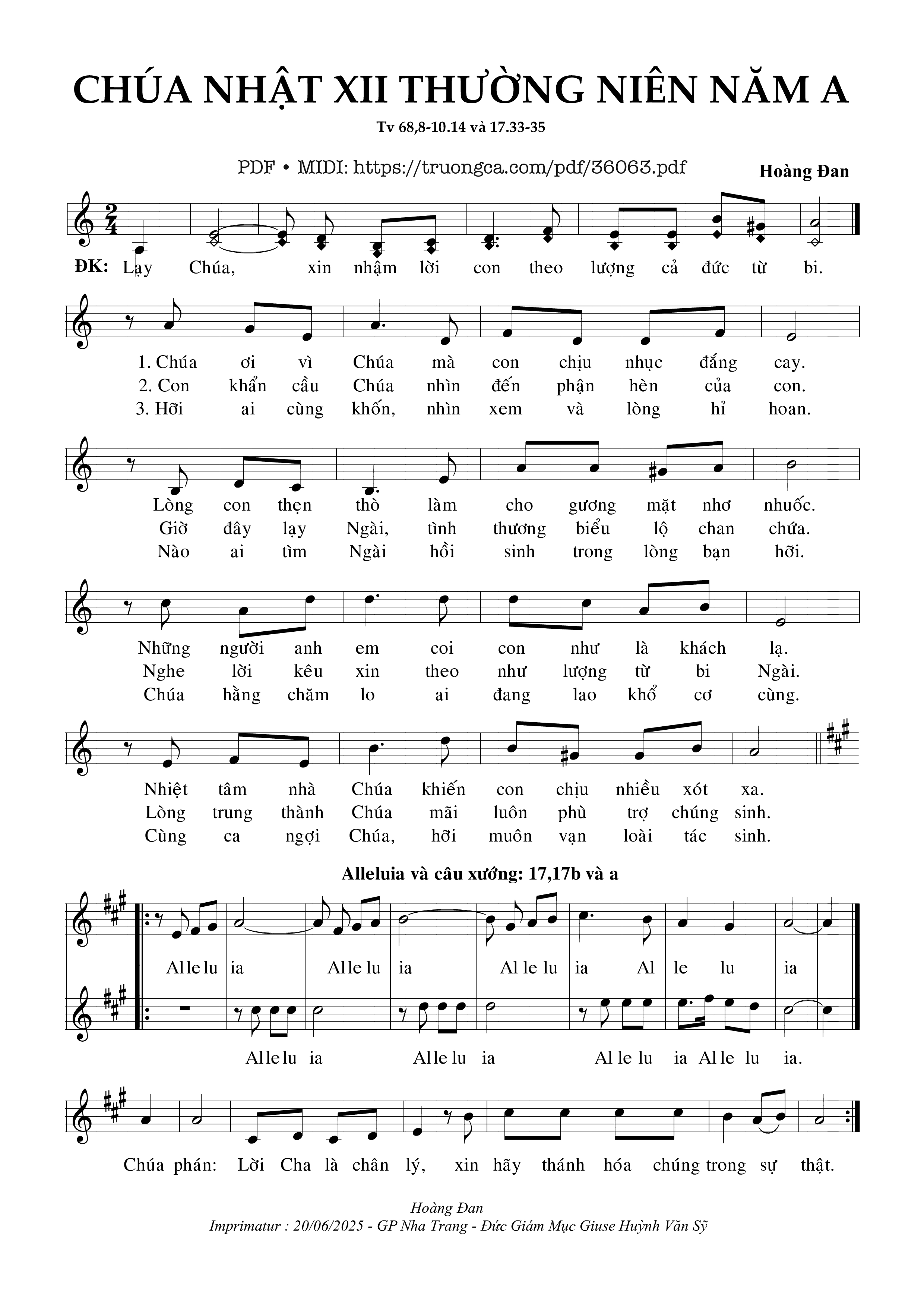 Page 1 of Sheet music PDF Chúa Nhật 12 Thường Niên Năm A (Tv 68) - Hoàng Đan