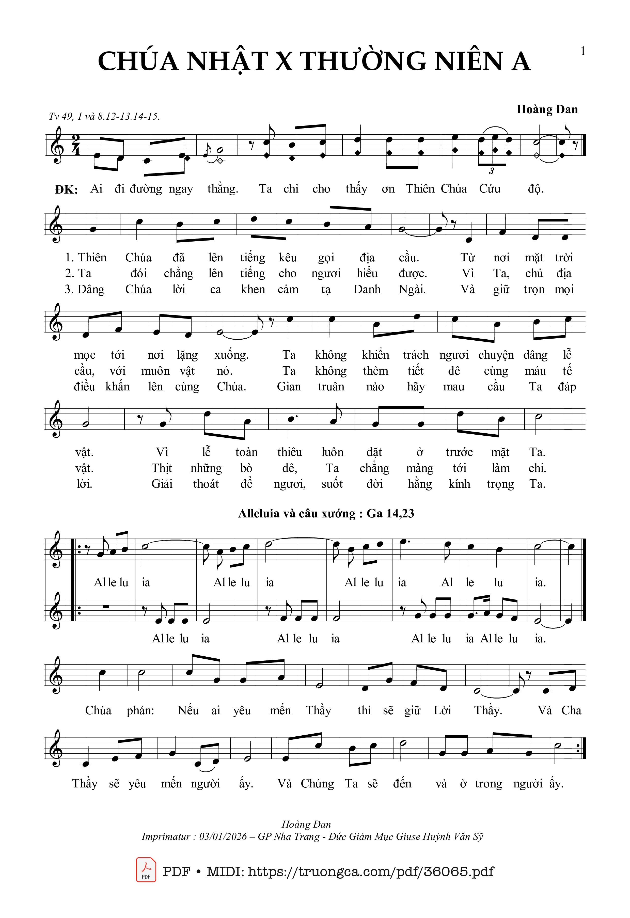 Page 1 of Sheet music PDF Chúa Nhật 10 Thường Niên A (Tv 49) - Hoàng Đan