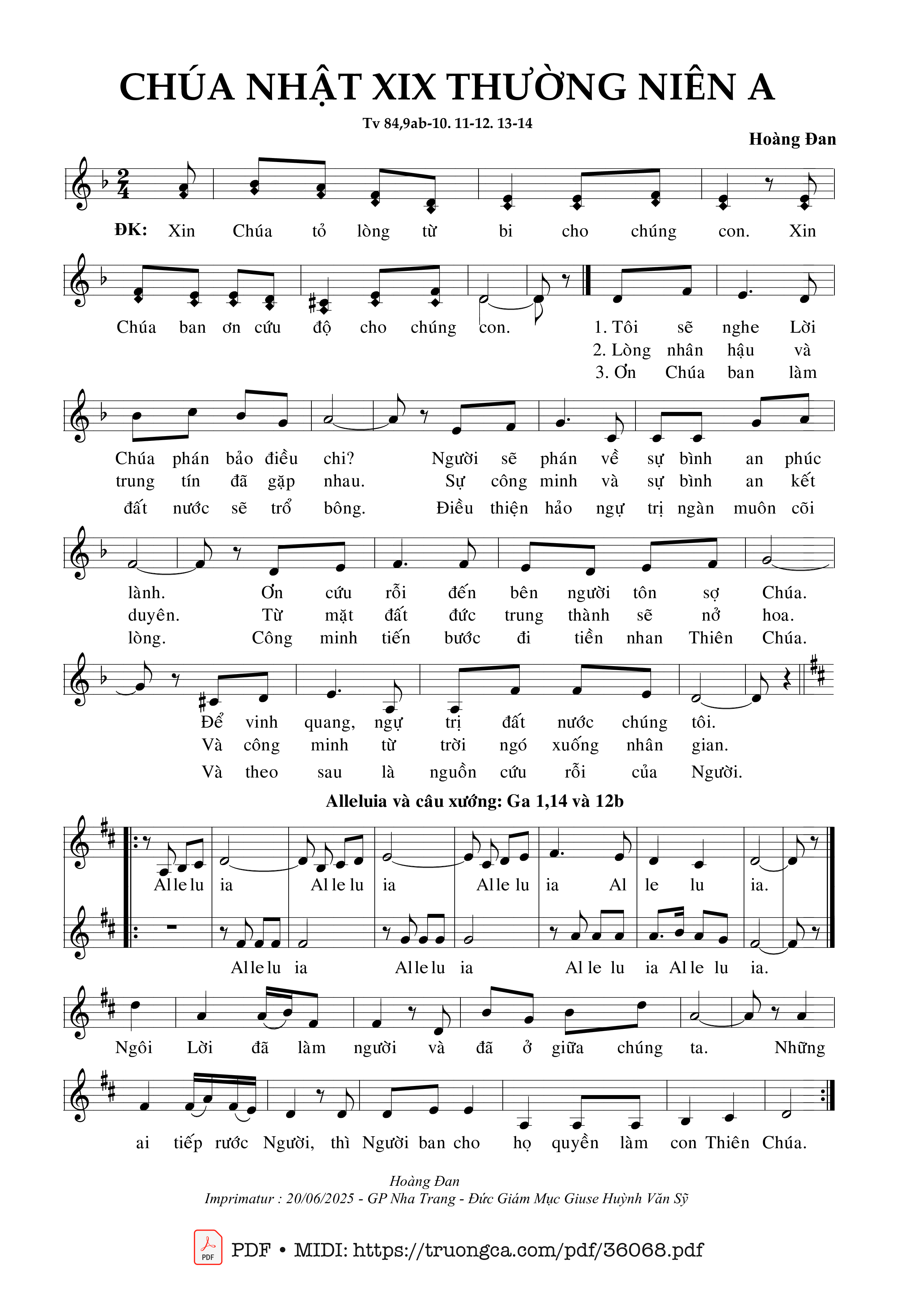 Page 1 of Sheet music PDF Chúa Nhật 19 Thường Niên A (Tv 84) - Hoàng Đan