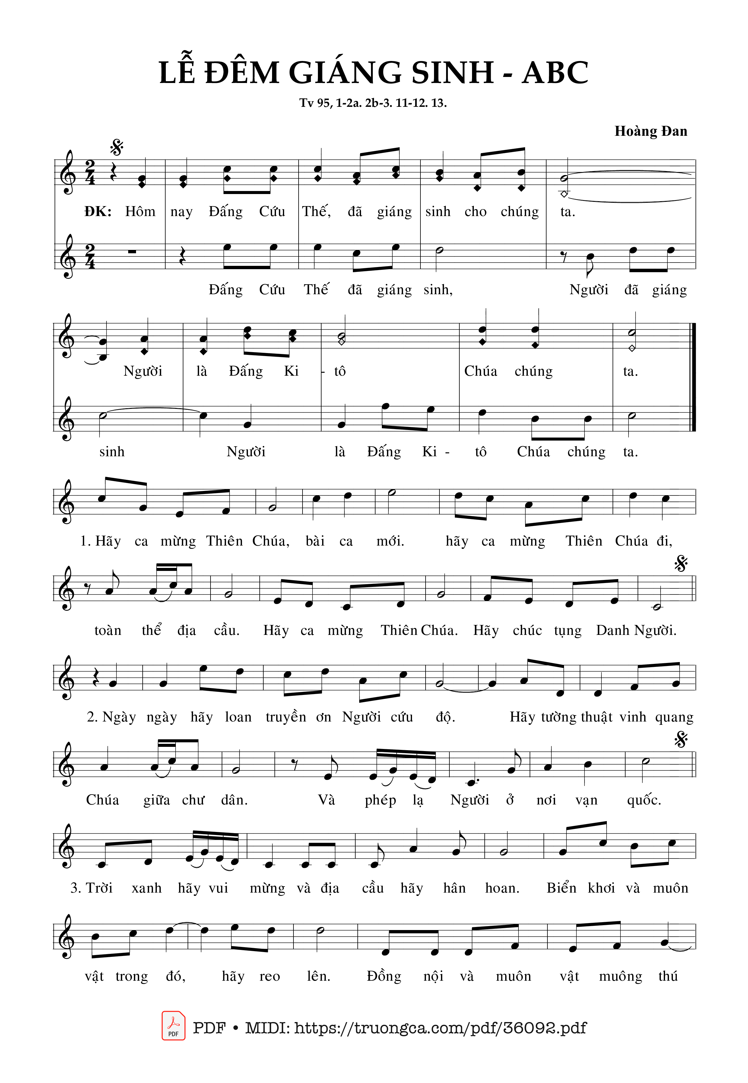 Page 1 of Sheet music PDF Lễ Đêm Giáng Sinh Abc (Tv 95) - Hoàng Đan
