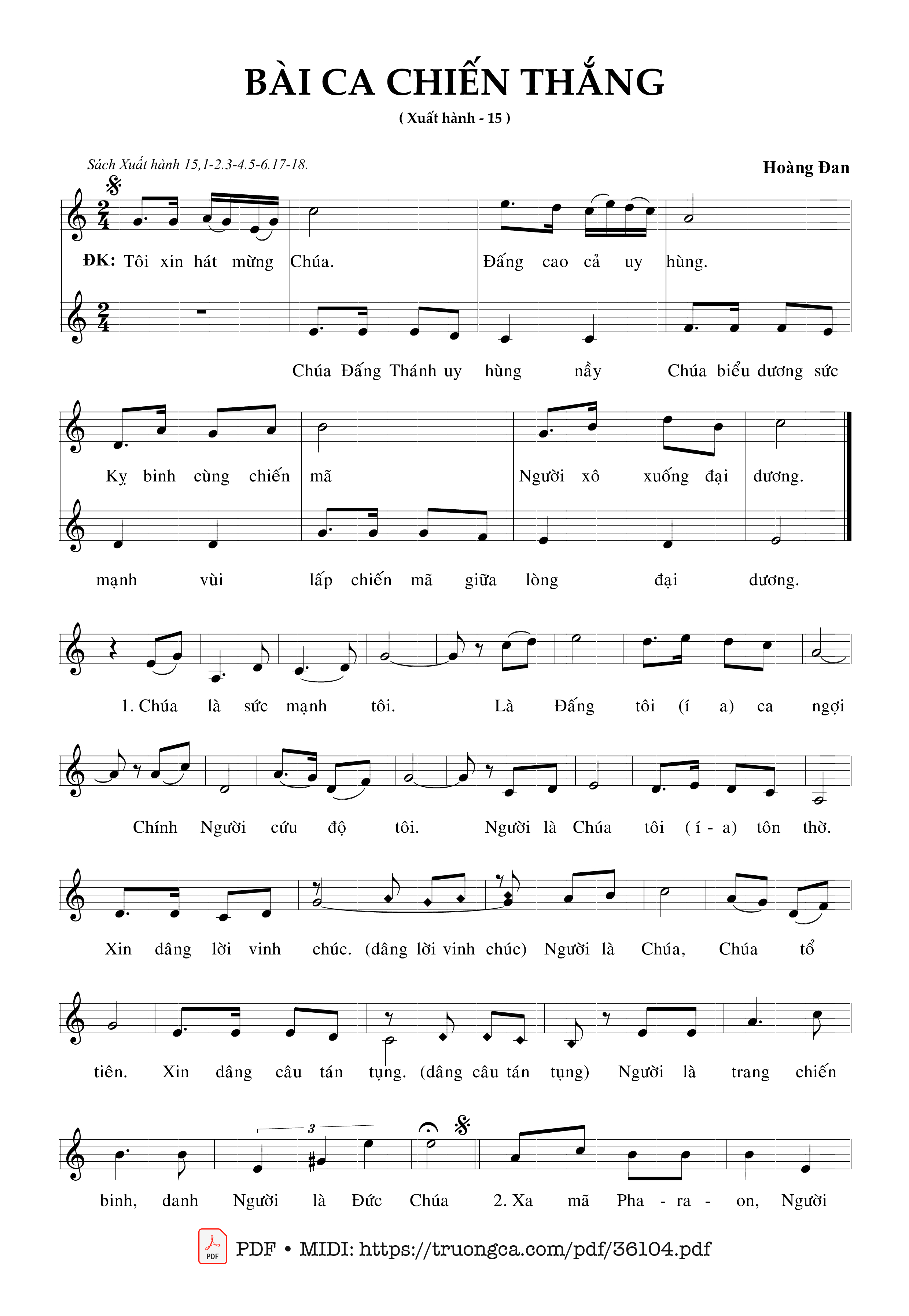 Page 1 of Sheet music PDF Bài Ca Chiến Thắng (Xh 15, Bài Đọc 3 Vọng Phục Sinh) - Hoàng Đan