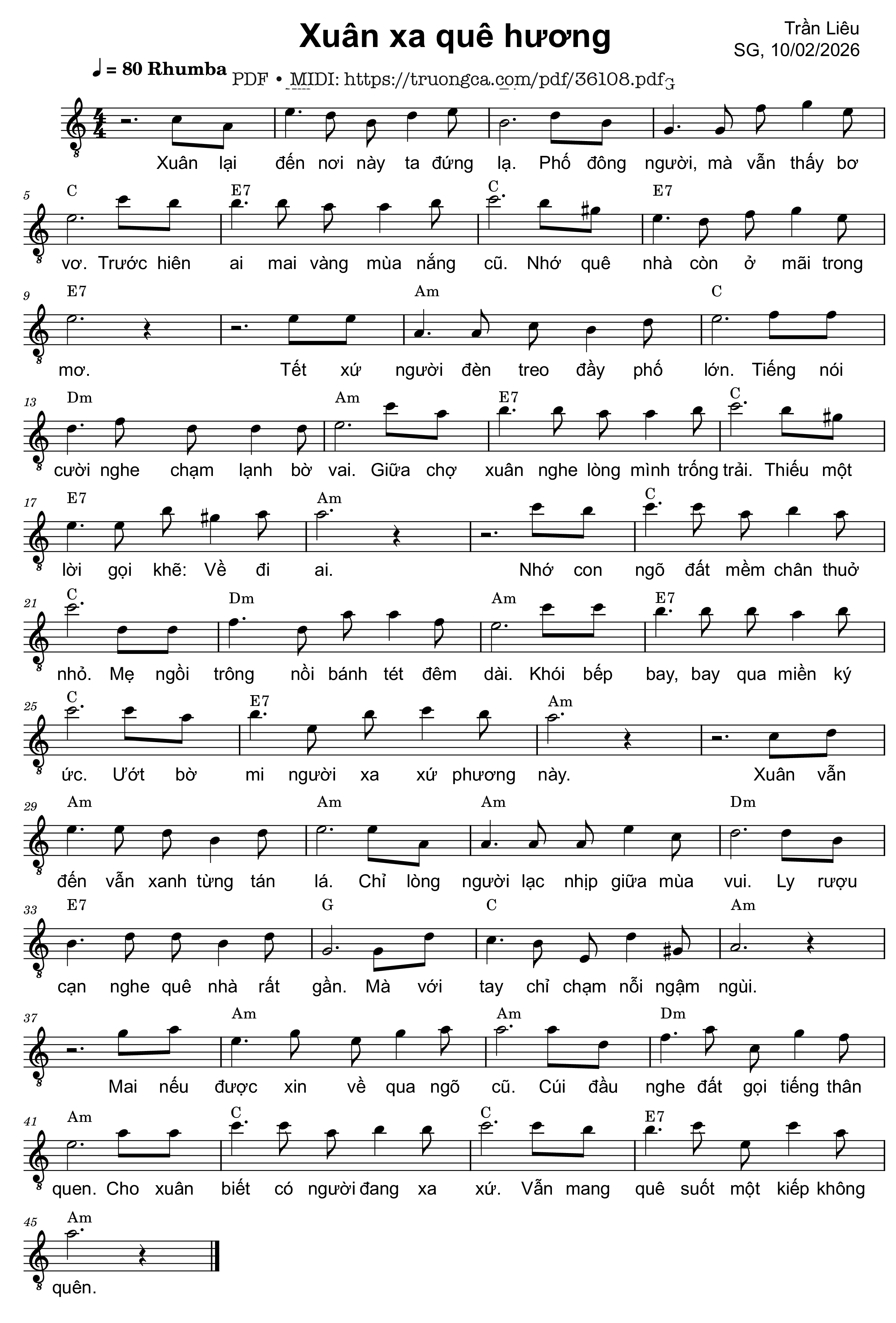 Page 1 of Sheet music PDF Xuân xa quê hương - Trần Liêu