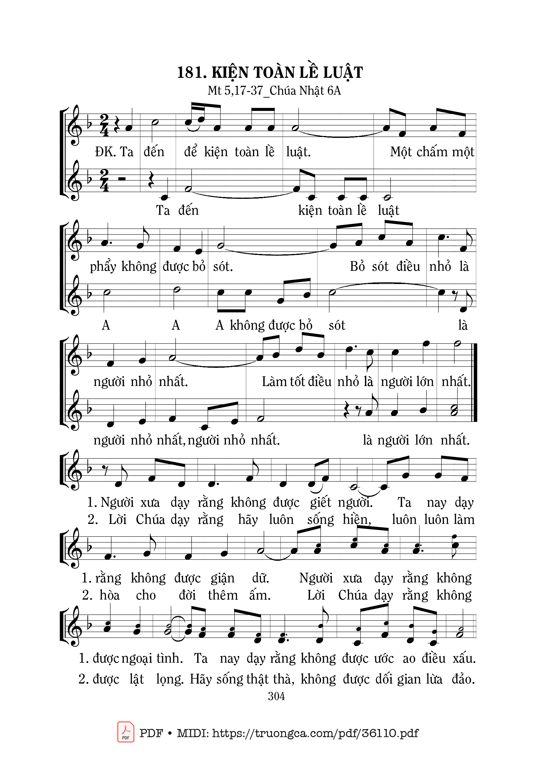 Page 1 of Sheet music PDF Kiện Toàn Lề Luật - Mi Trầm