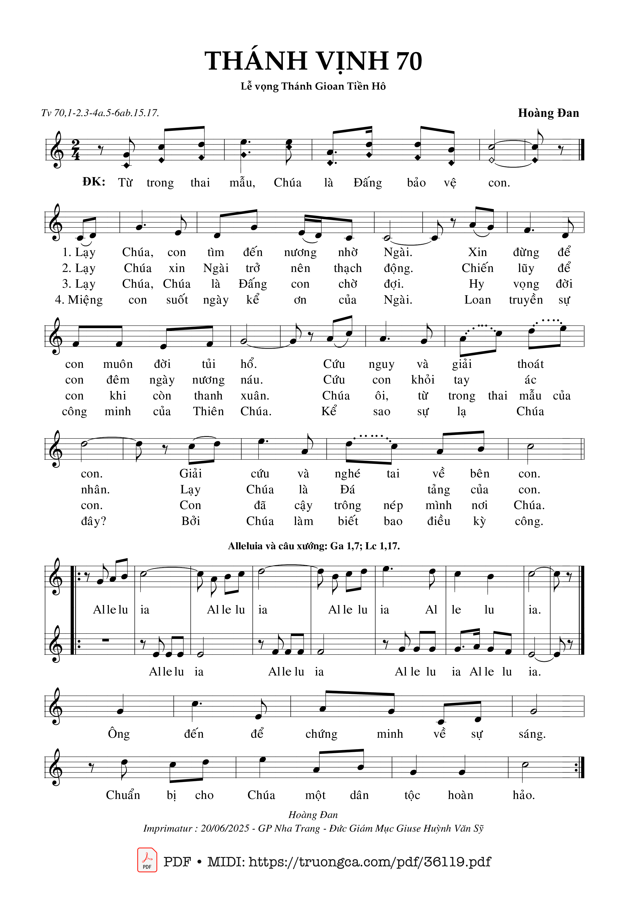 Page 1 of Sheet music PDF Thánh Vịnh 70 (Lễ Vọng Thánh Gioan Tiền Hô) - Hoàng Đan