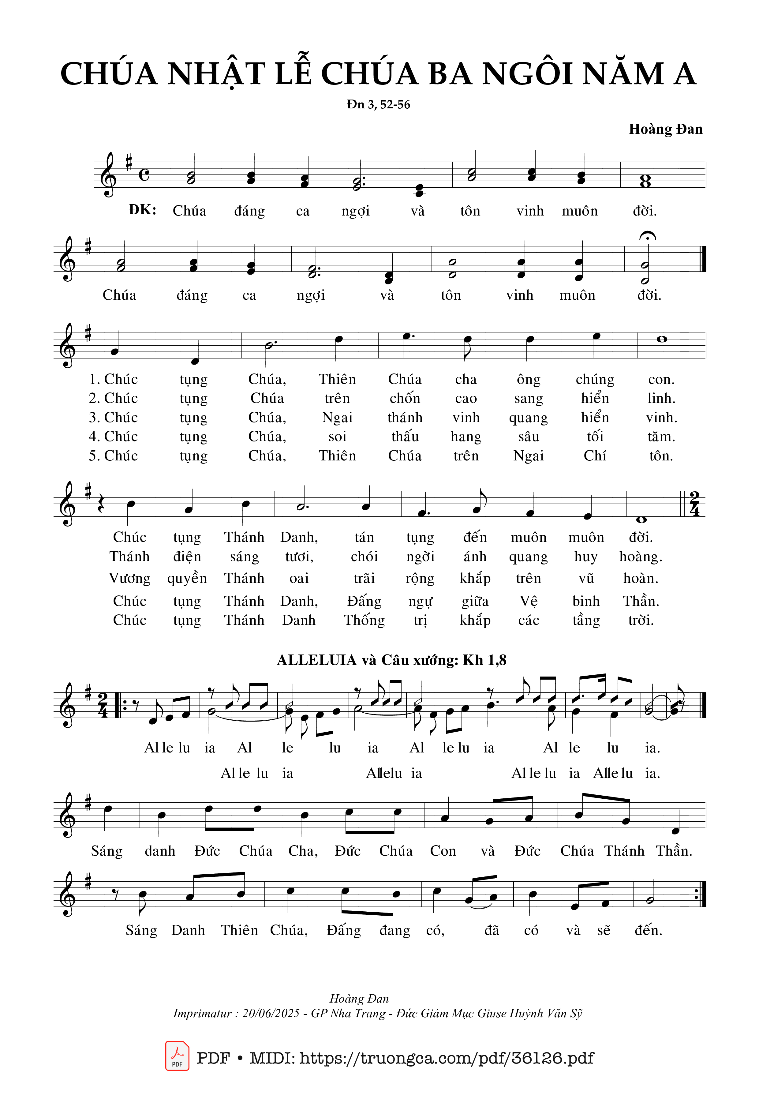 Page 1 of Sheet music PDF Chúa Nhật Lễ Chúa Ba Ngôi Năm A [1] (Dn3) - Hoàng Đan