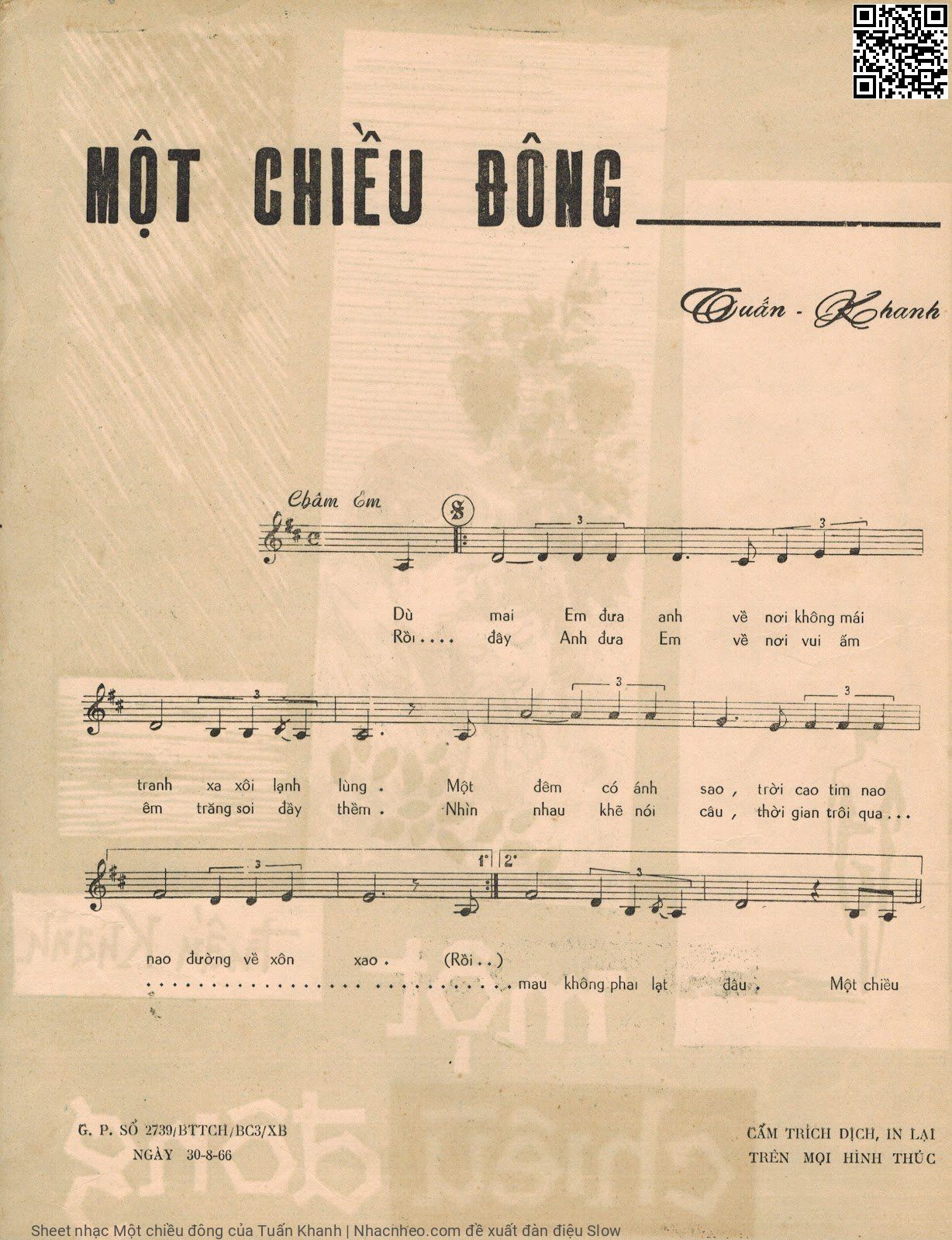 Page 2 of Sheet music PDF Một chiều đông - Tuấn Khanh