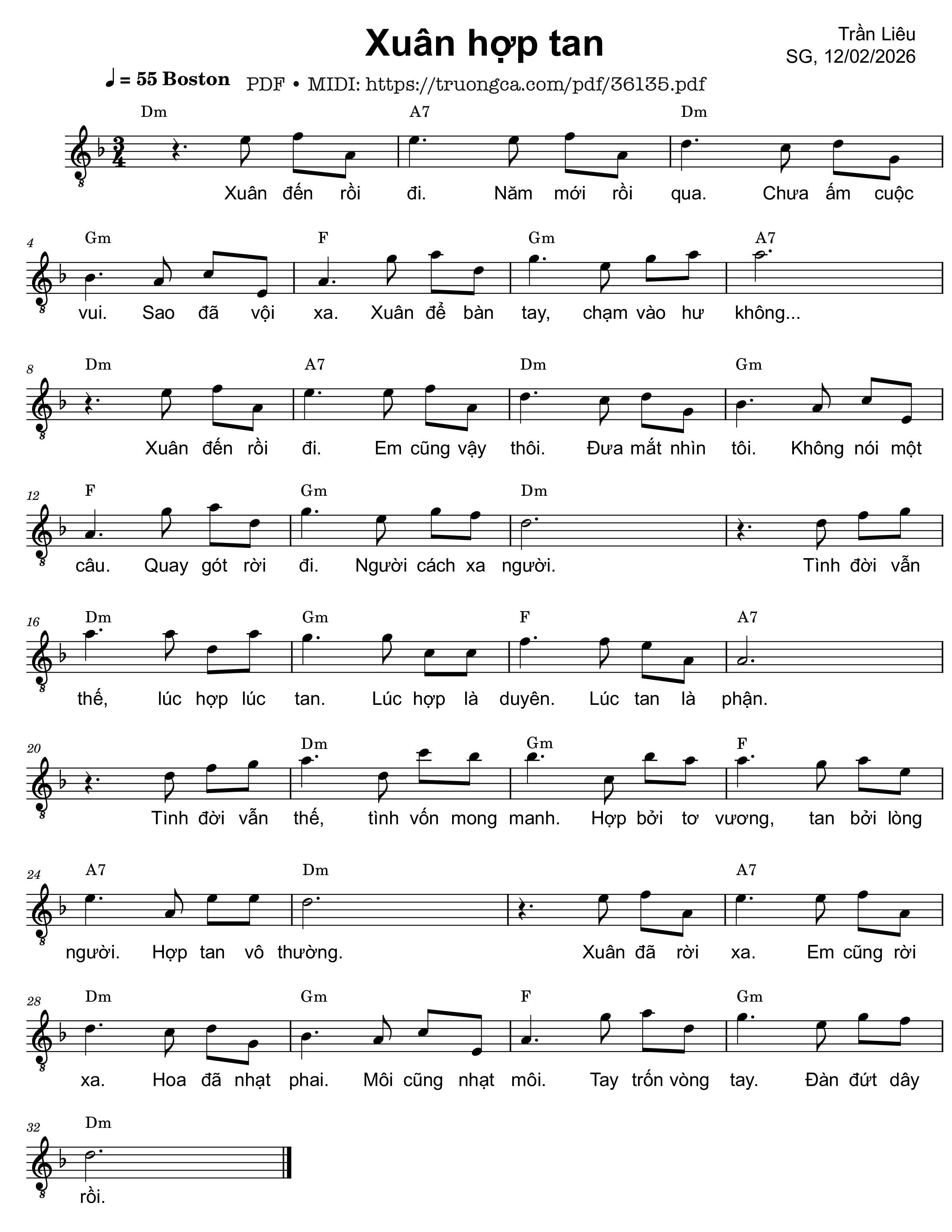 Page 1 of Sheet music PDF Xuân hợp tan - Trần Liêu