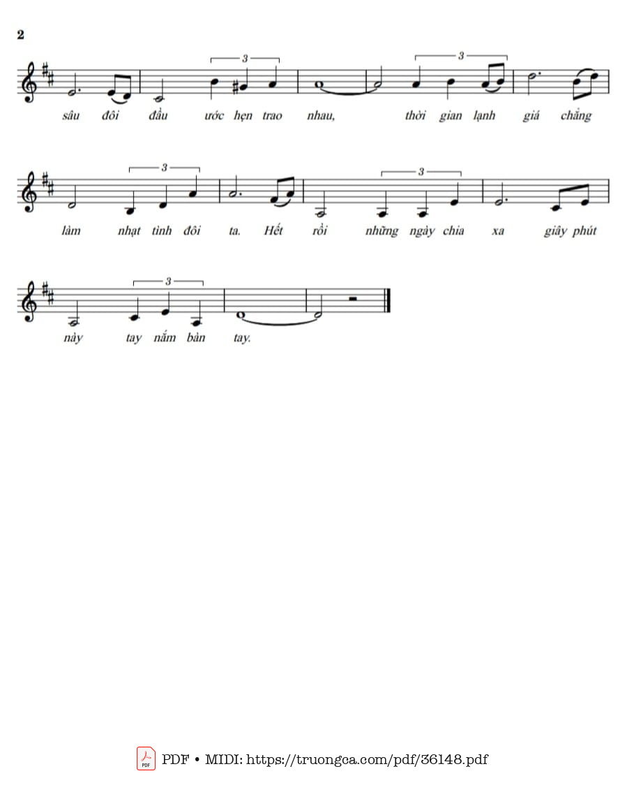 Page 2 of Sheet music PDF Tình thư ngỏ ý - Phương Anh