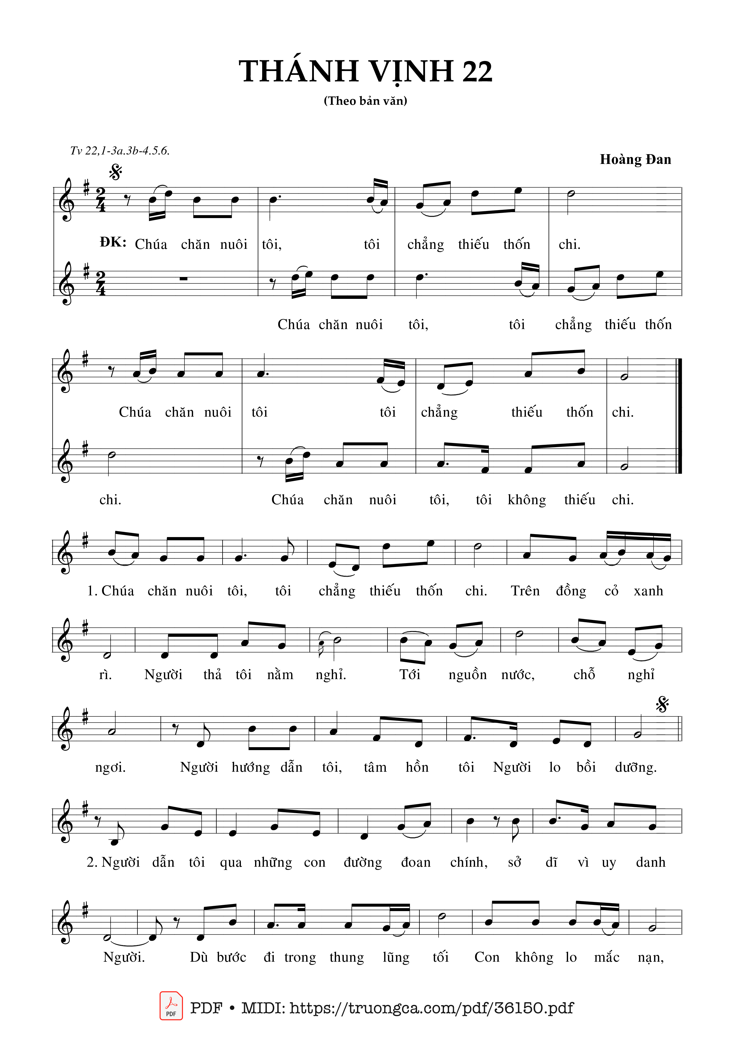Page 1 of Sheet music PDF Thánh Vịnh 22 - Hoàng Đan