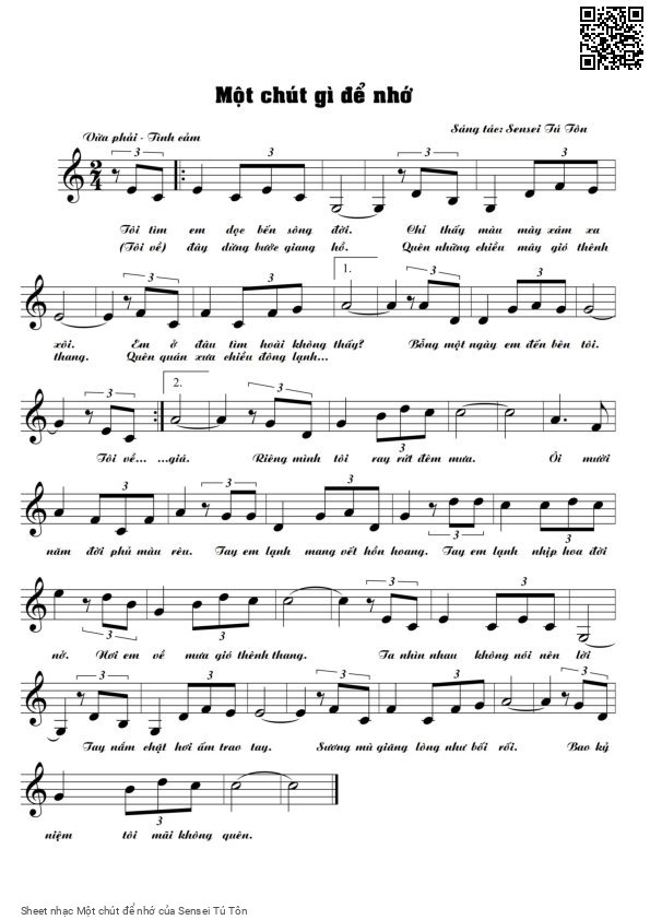 Sheet PDF of Một chút để nhớ