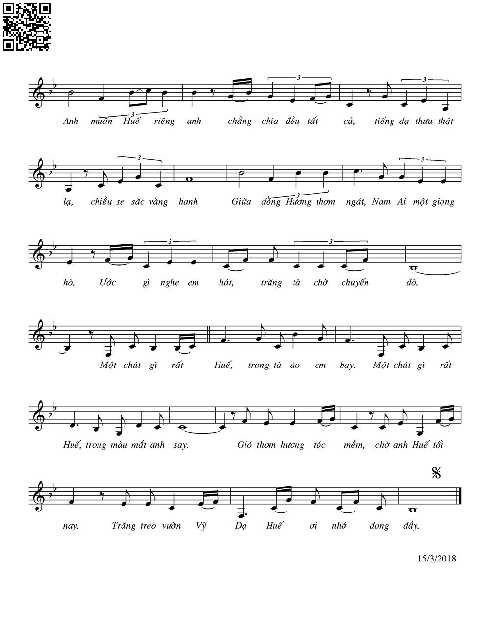 Page 2 of Sheet music PDF Một chút gì rất Huế - Nhựt Phương