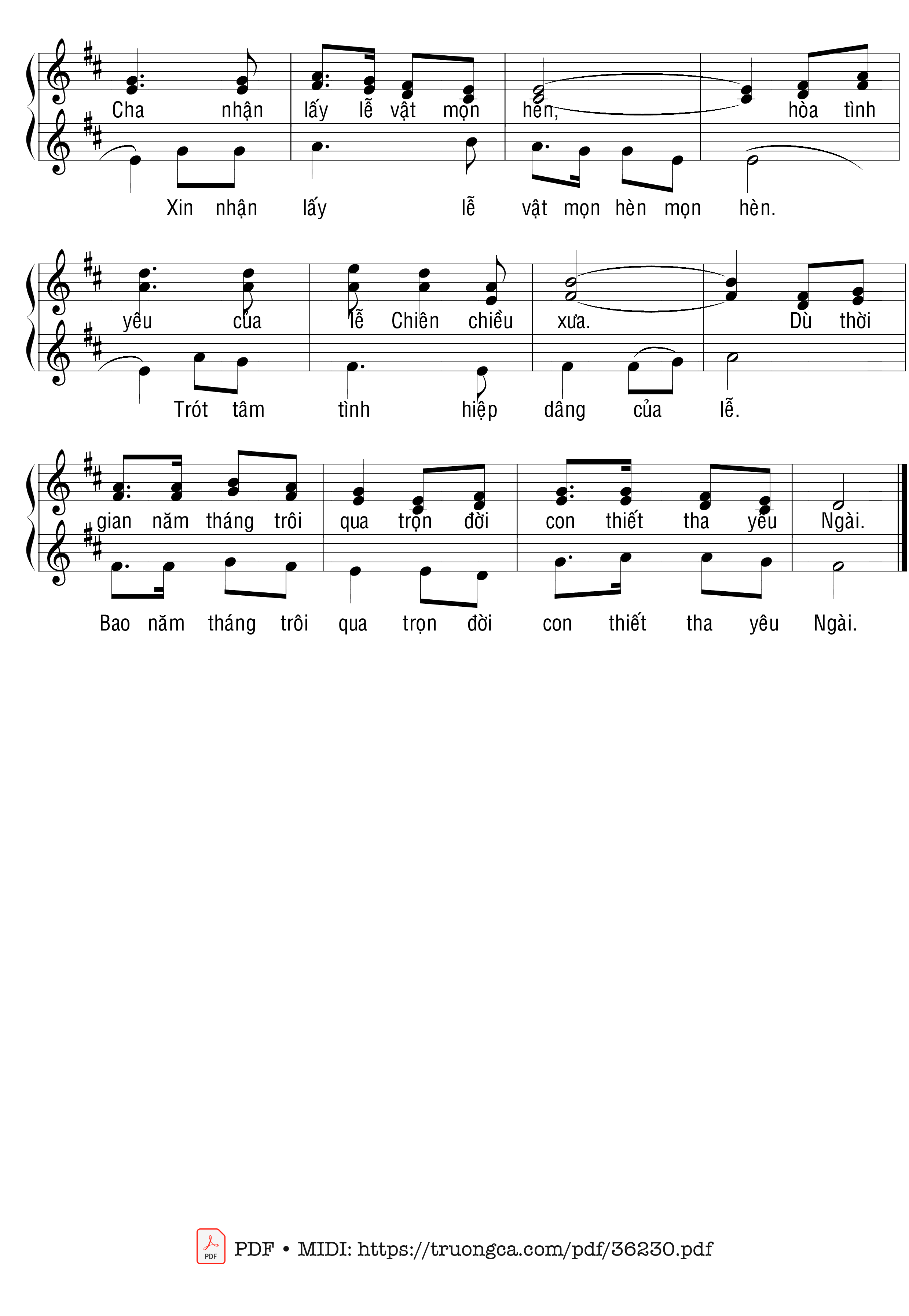 Page 2 of Sheet music PDF Lễ Vật Con Dâng - Thiên Uyên