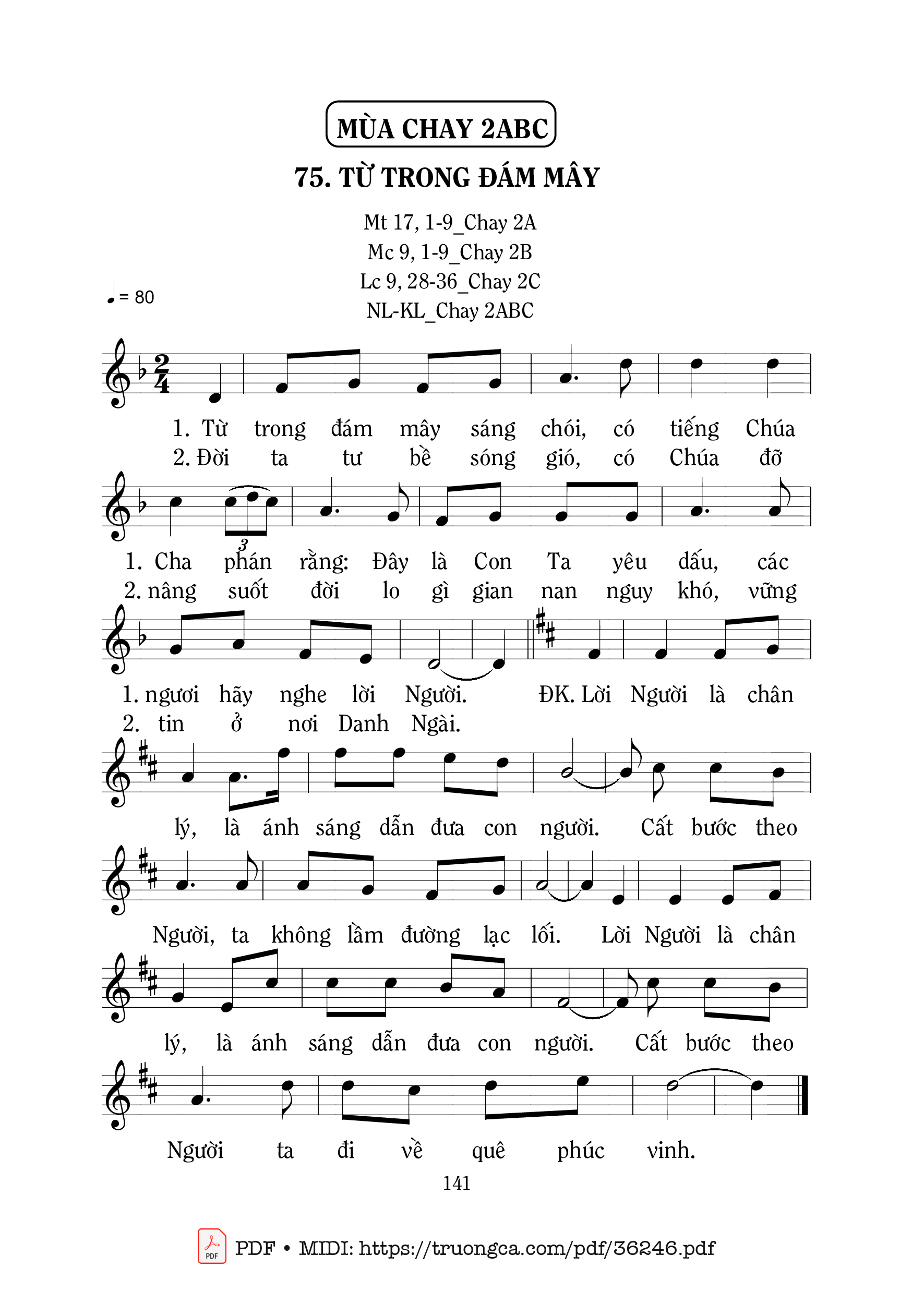 Page 1 of Sheet music PDF Từ Trong Đám Mây - Mi Trầm