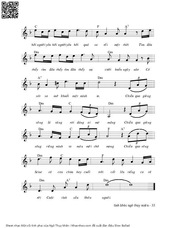 Page 2 of Sheet music PDF Một cõi tình phai - Ngô Thụy Miên