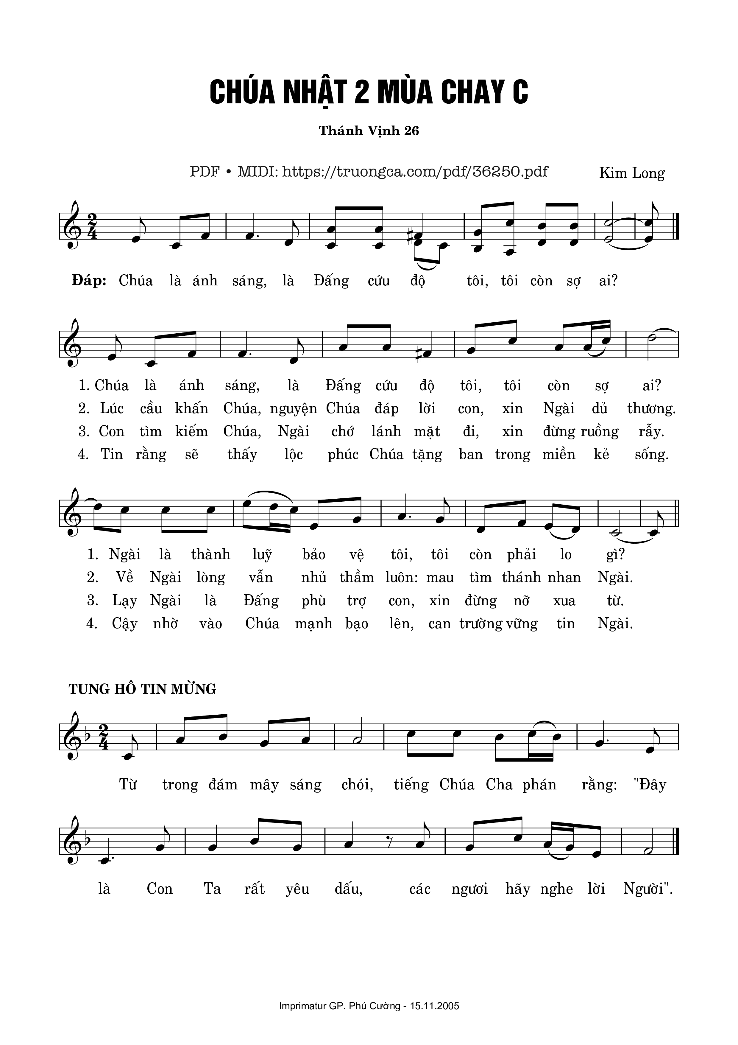 Page 1 of Sheet music PDF Thánh Vịnh 26, Chúa Nhật 2C Mùa Chay - Kim Long