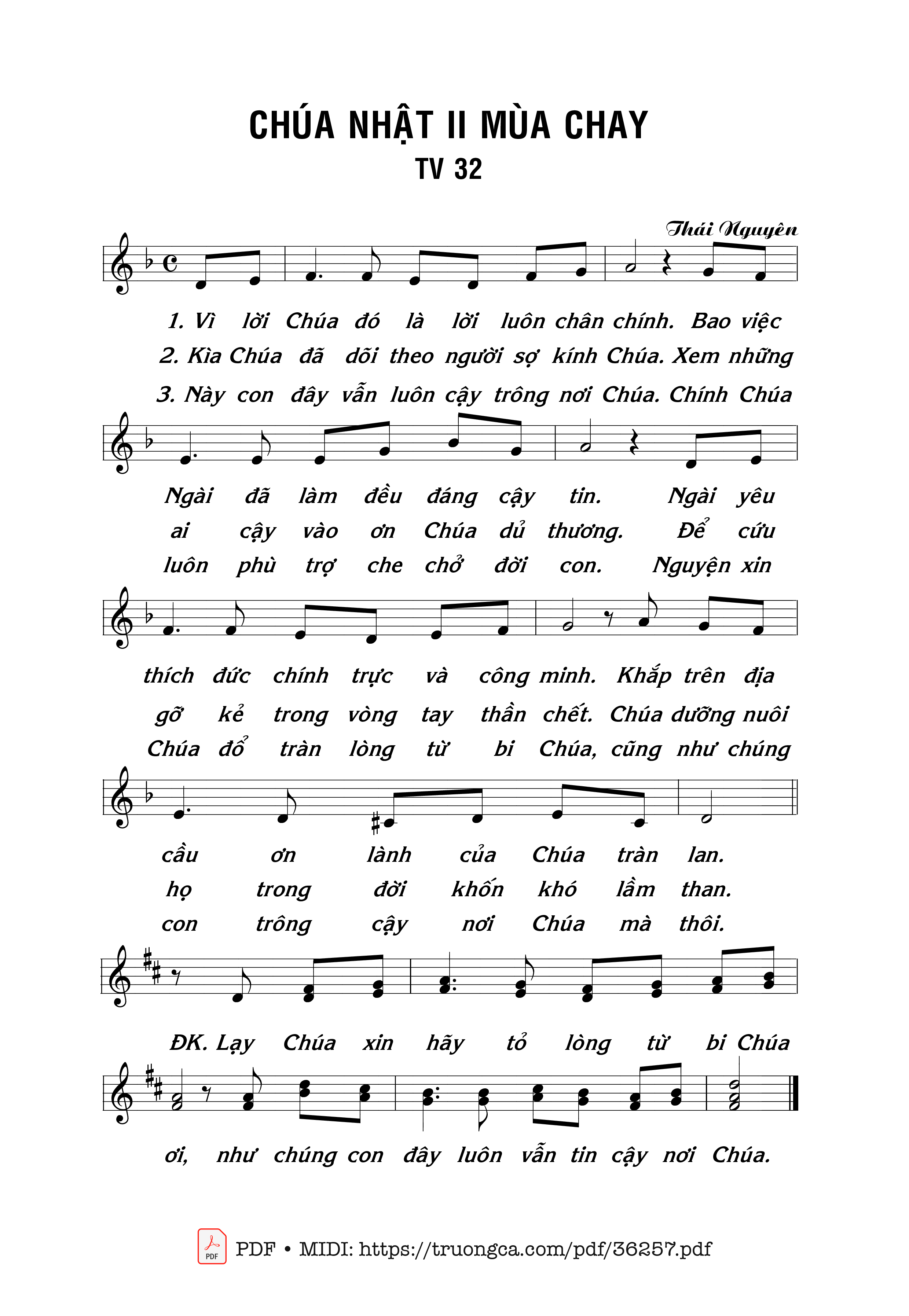 Page 1 of Sheet music PDF Thánh Vịnh 32, Chúa Nhật 2A Mùa Chay - Thái Nguyên