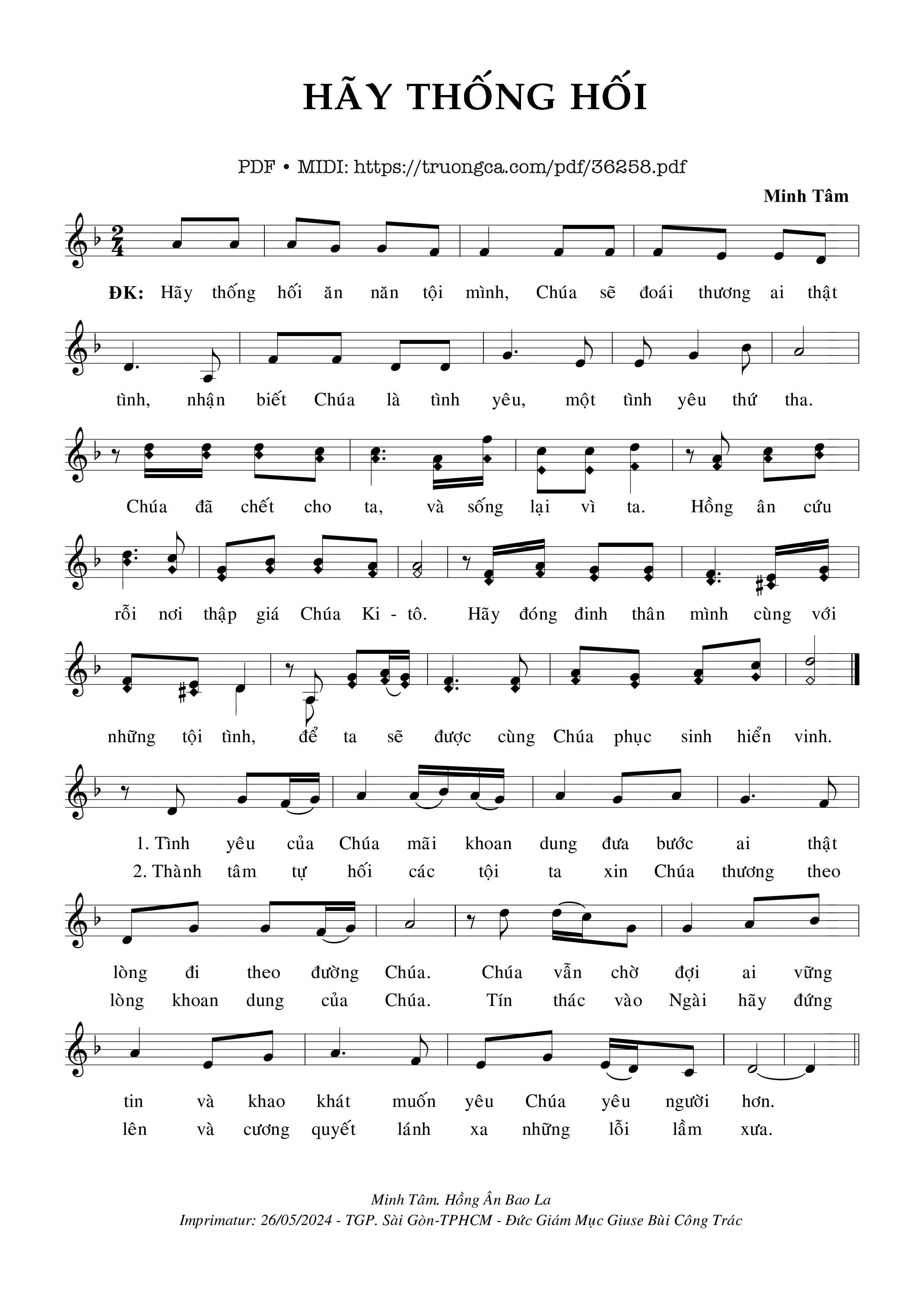 Page 1 of Sheet music PDF Hãy Thống Hối - Minh Tâm